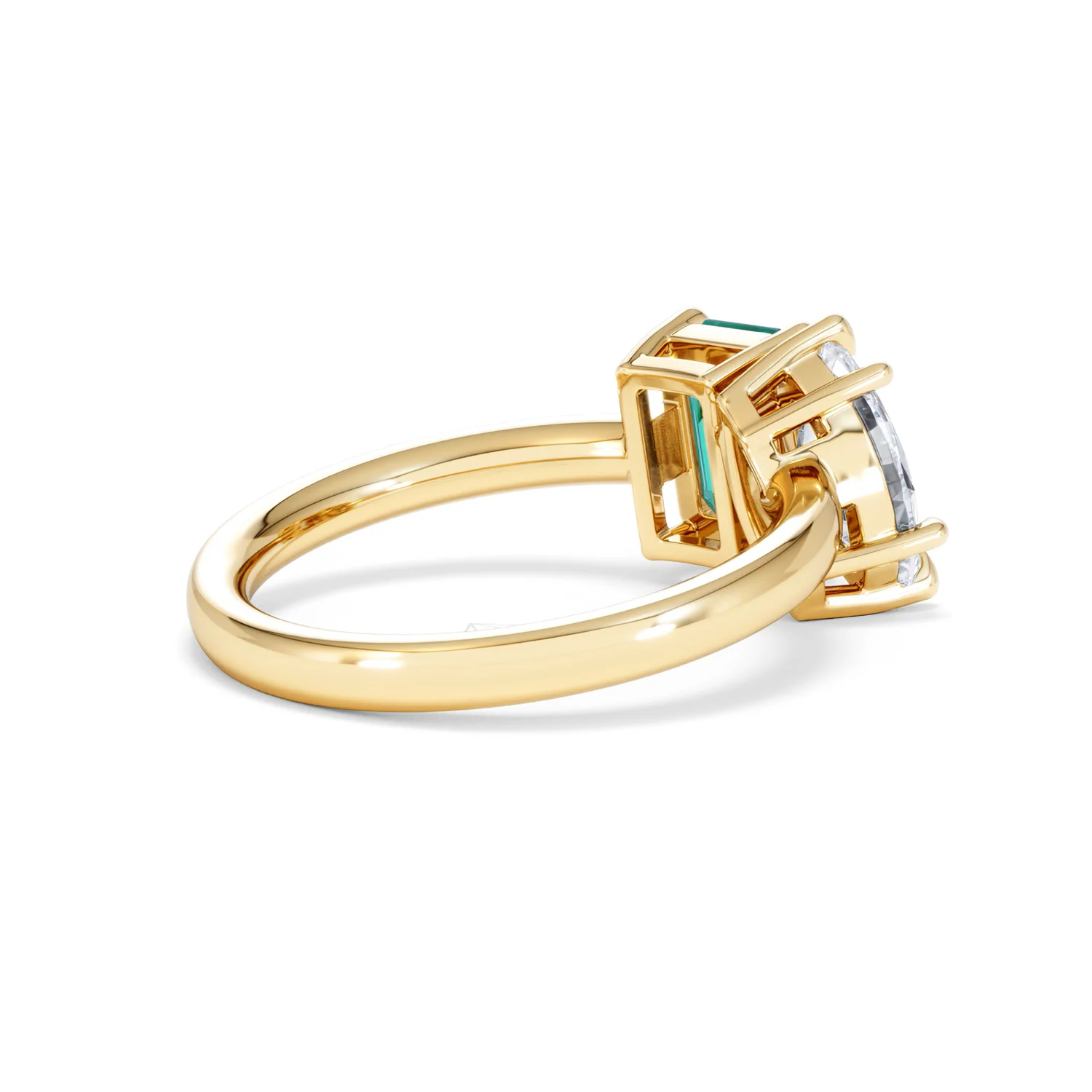 Toi Et Moi 1.50ct Marquise Lab Diamond and 3.30ct Emerald Cut Lab Emerald Engagement Ring in 18K Yellow Gold - Image 37