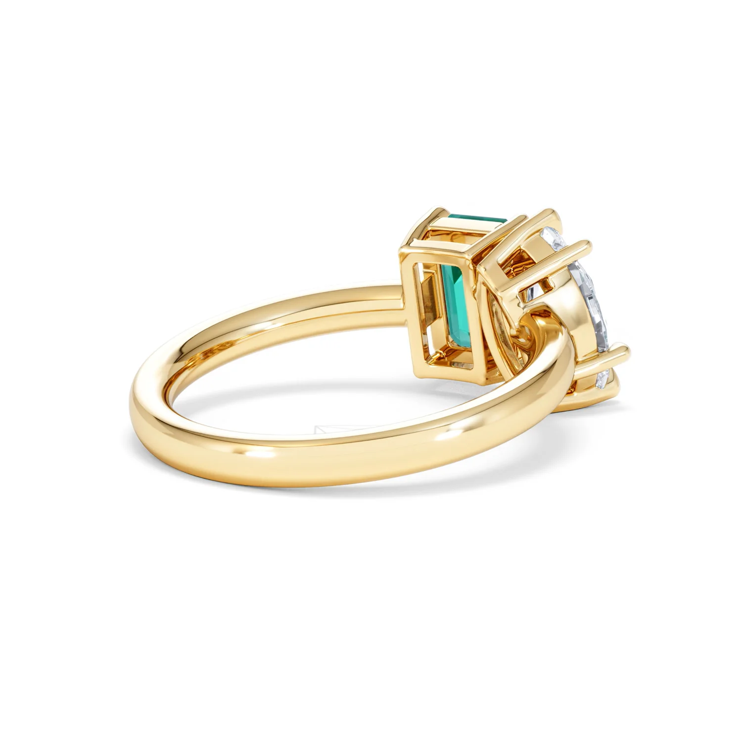 Toi Et Moi 1.50ct Marquise Lab Diamond and 3.30ct Emerald Cut Lab Emerald Engagement Ring in 18K Yellow Gold - Image 39