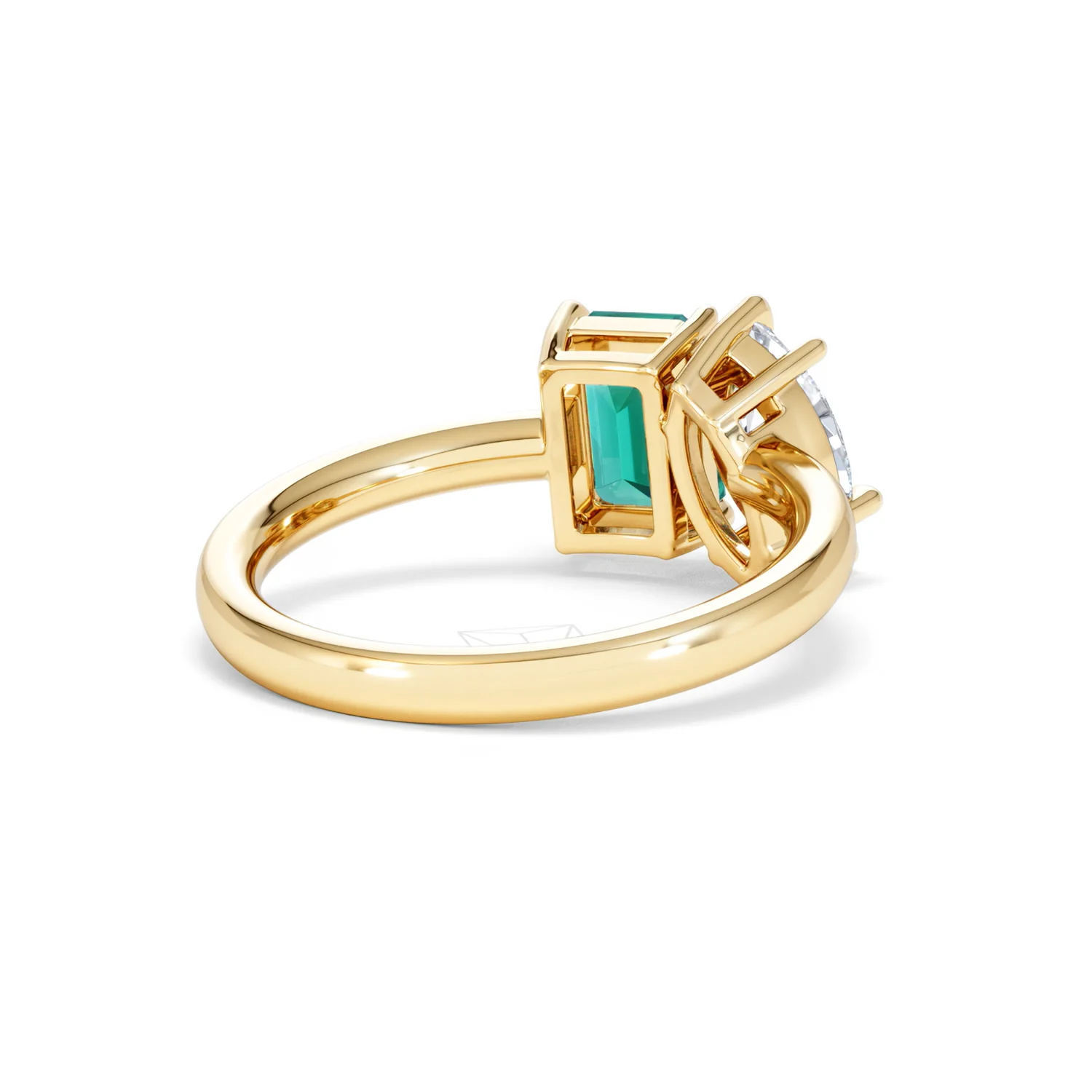 Toi Et Moi 1.50ct Marquise Lab Diamond and 3.30ct Emerald Cut Lab Emerald Engagement Ring in 18K Yellow Gold - Image 42