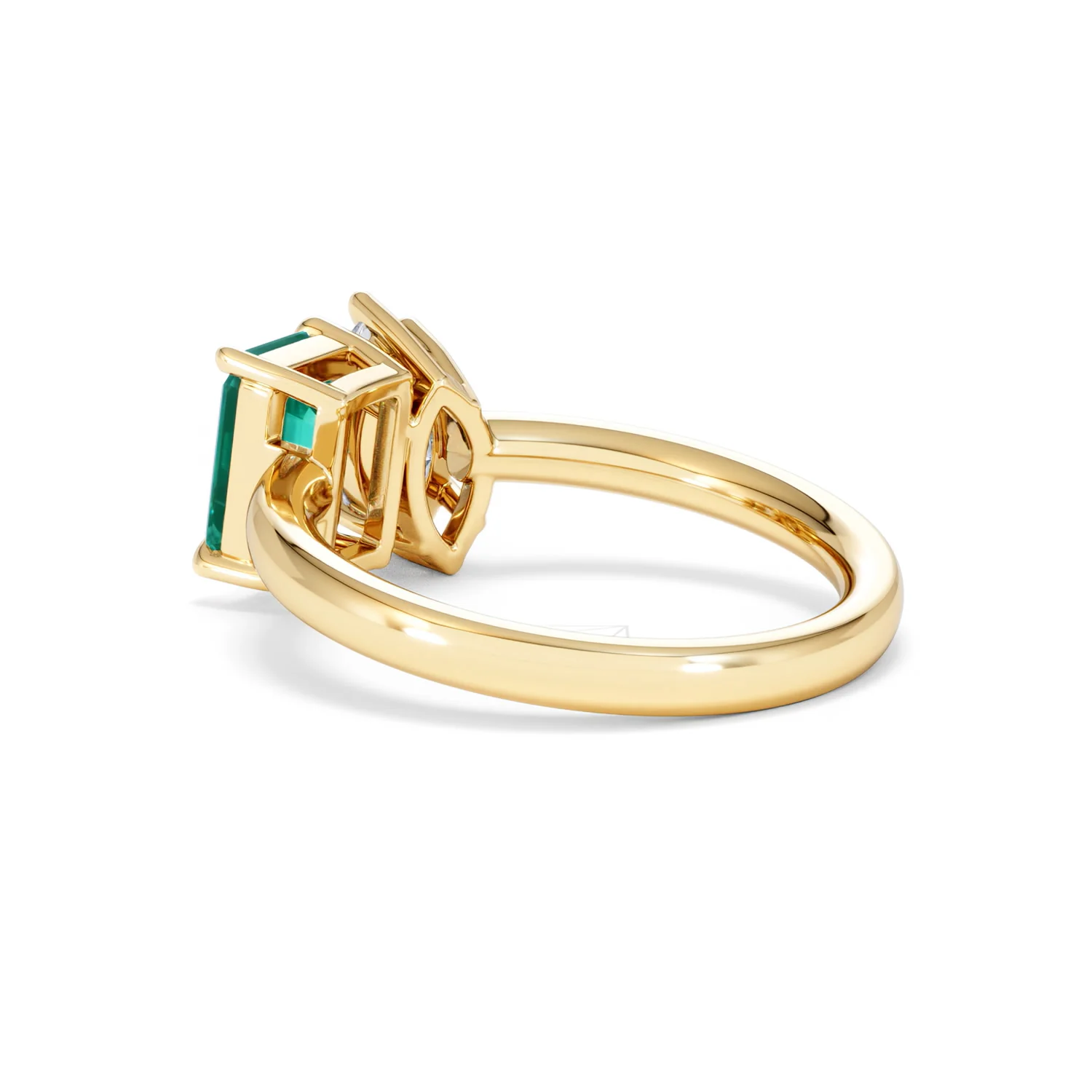 Toi Et Moi 1.50ct Marquise Lab Diamond and 3.30ct Emerald Cut Lab Emerald Engagement Ring in 18K Yellow Gold - Image 59