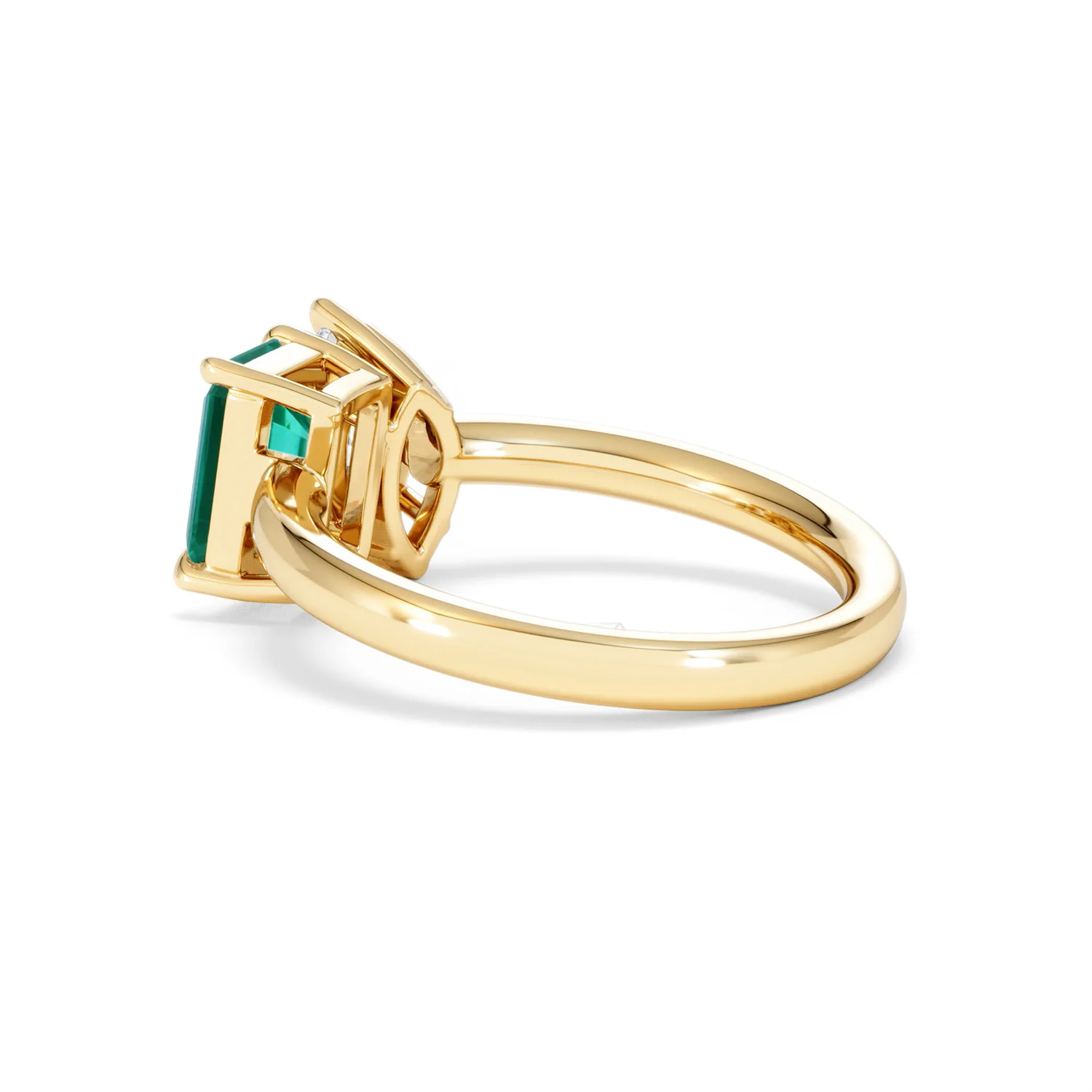 Toi Et Moi 1.50ct Marquise Lab Diamond and 3.30ct Emerald Cut Lab Emerald Engagement Ring in 18K Yellow Gold - Image 61