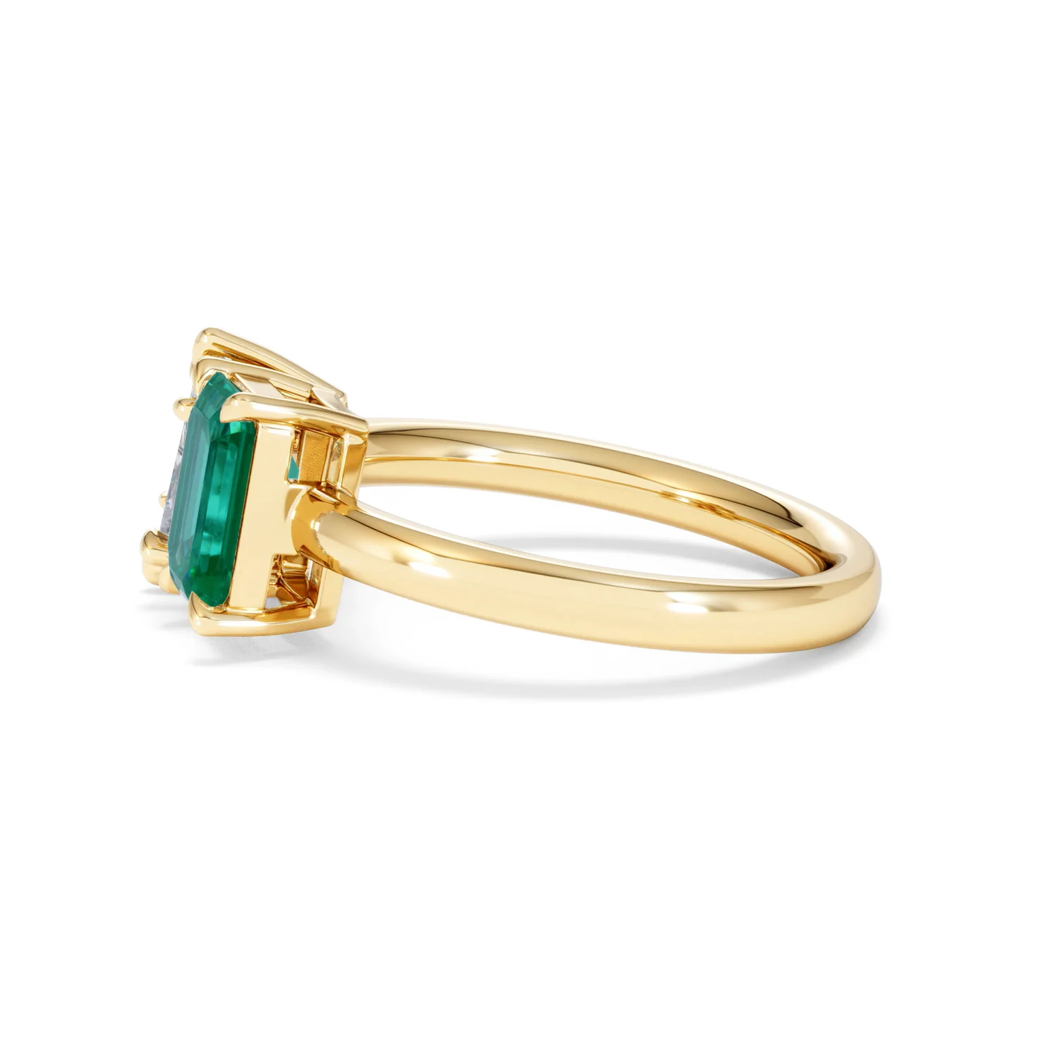 Toi Et Moi 1.50ct Marquise Lab Diamond and 3.30ct Emerald Cut Lab Emerald Engagement Ring in 18K Yellow Gold - Image 70
