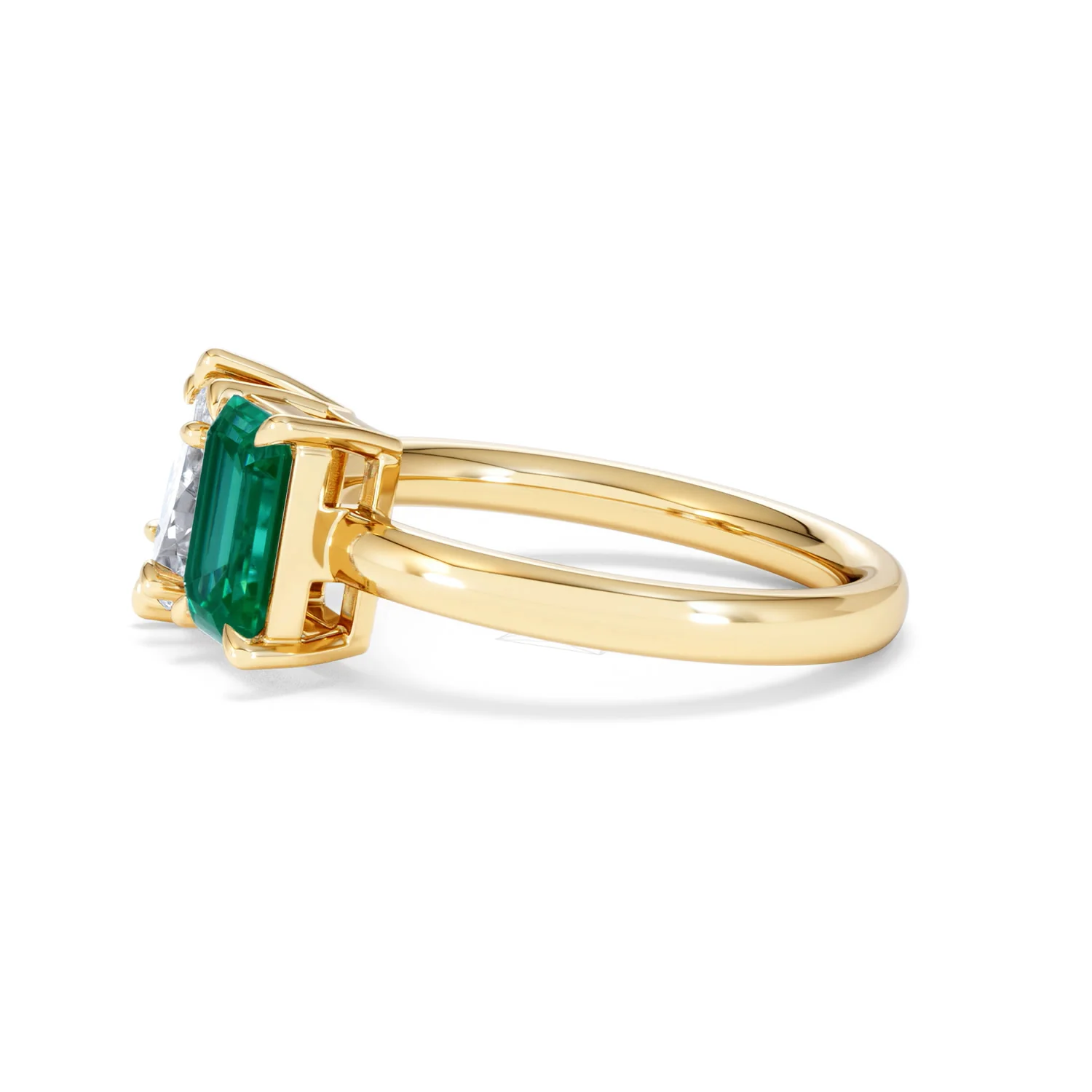 Toi Et Moi 1.50ct Marquise Lab Diamond and 3.30ct Emerald Cut Lab Emerald Engagement Ring in 18K Yellow Gold - Image 72