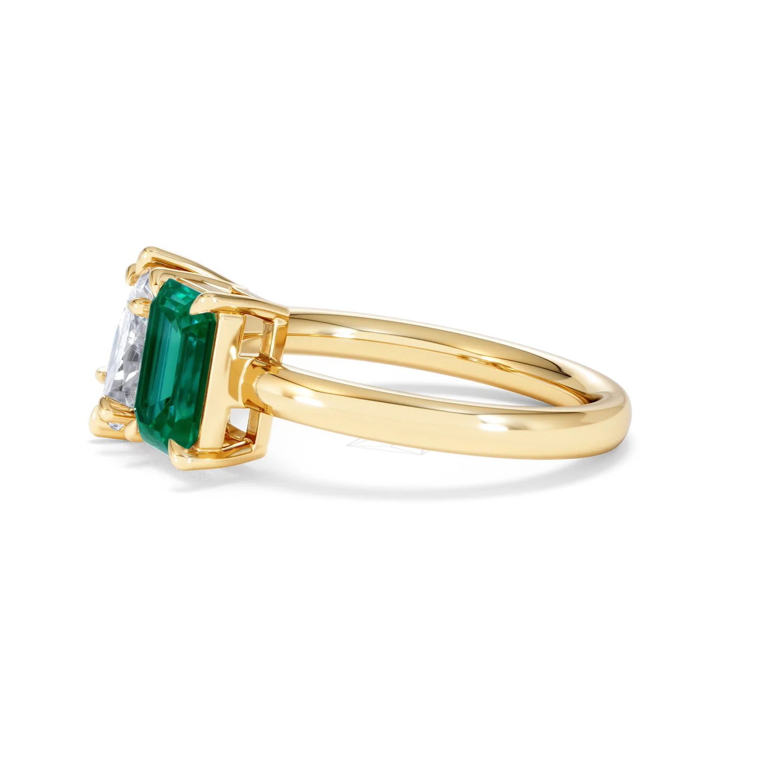 Toi Et Moi 1.50ct Marquise Lab Diamond and 3.30ct Emerald Cut Lab Emerald Engagement Ring in 18K Yellow Gold - Image 73