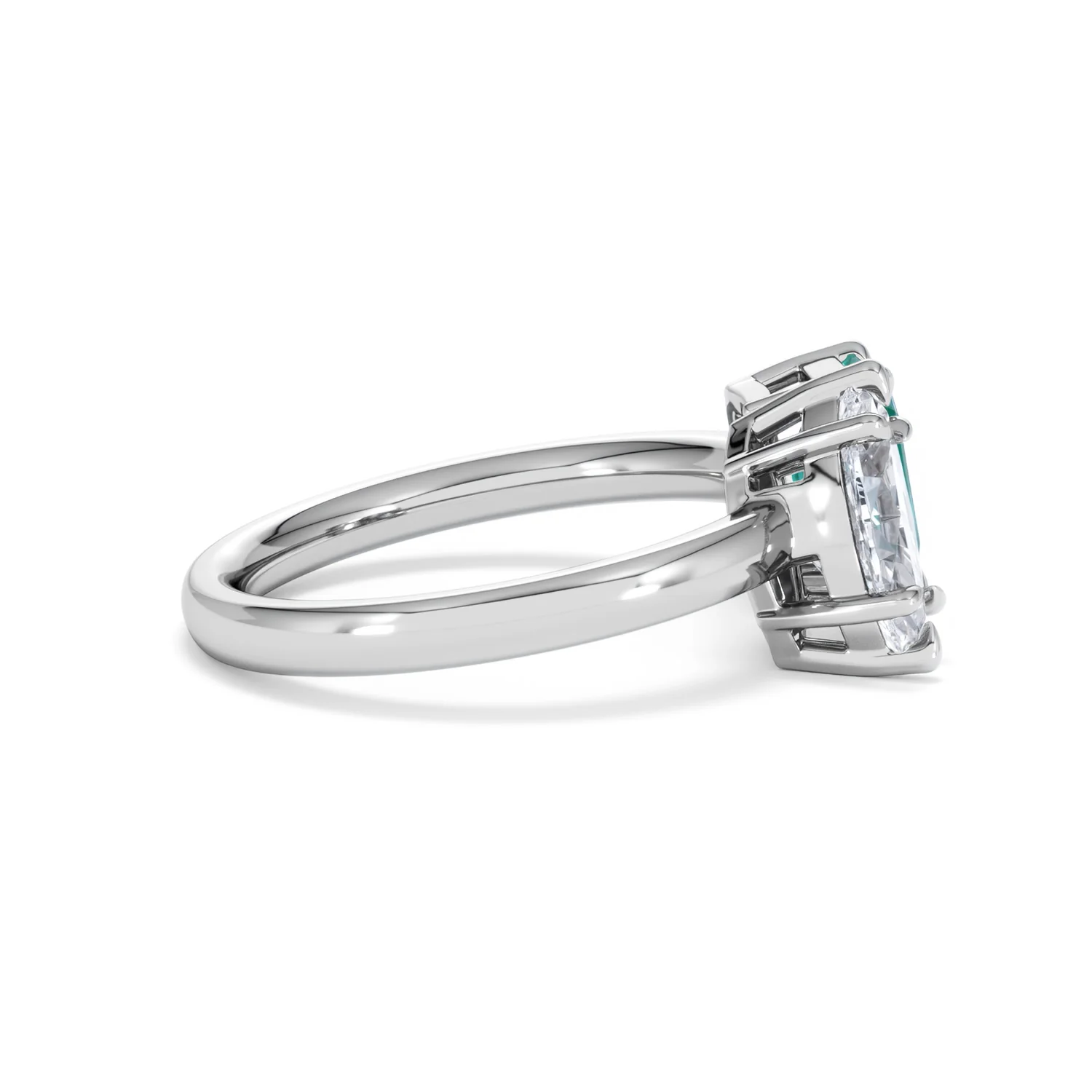 Toi Et Moi 1.50ct Marquise Lab Diamond and 3.30ct Emerald Cut Lab Emerald Engagement Ring in Platinum - Image 28
