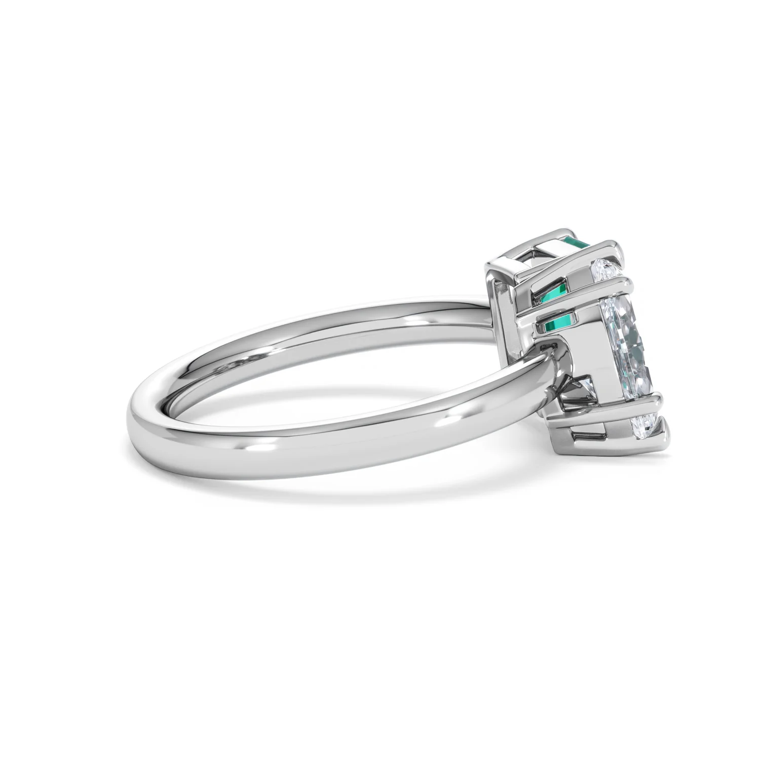 Toi Et Moi 1.50ct Marquise Lab Diamond and 3.30ct Emerald Cut Lab Emerald Engagement Ring in Platinum - Image 31