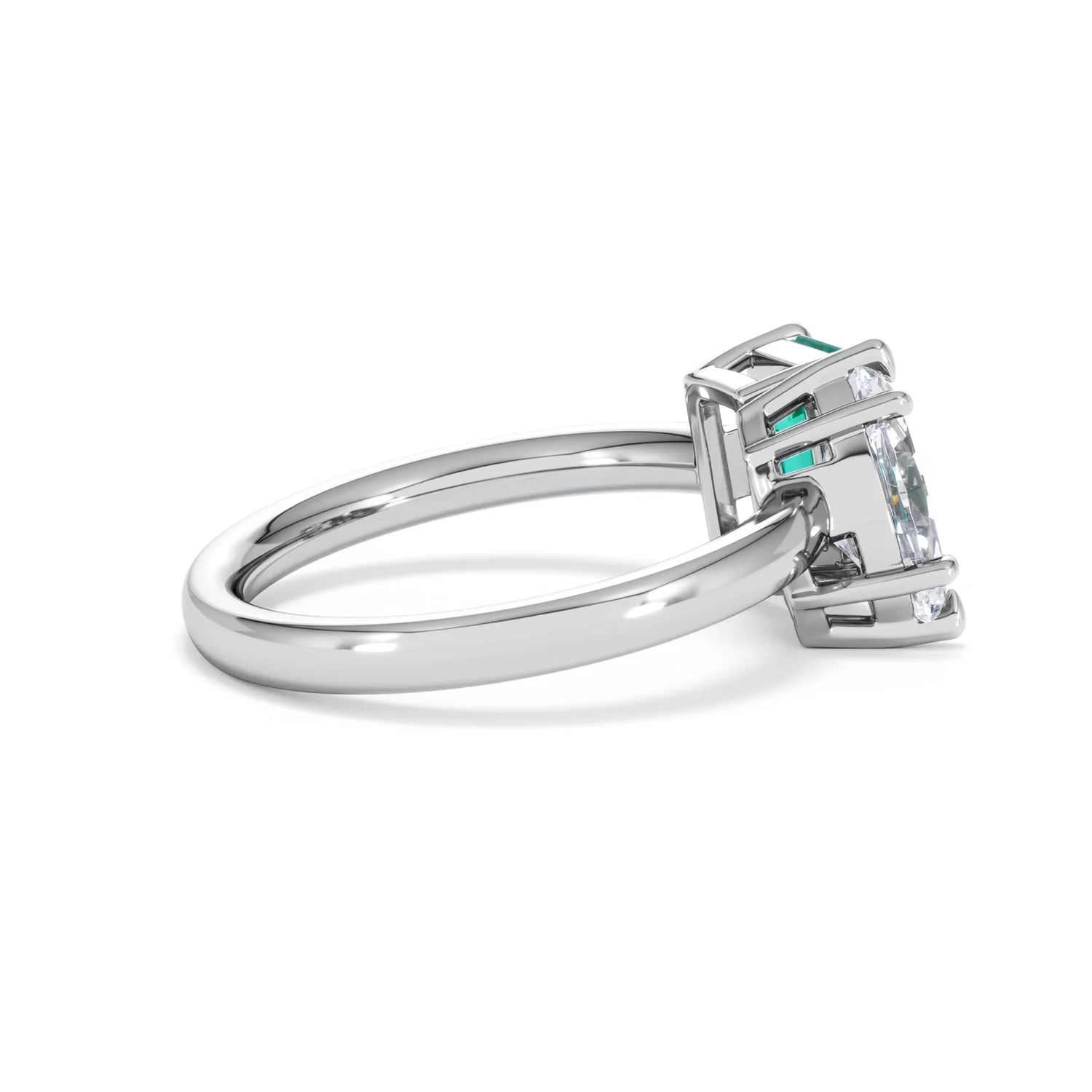 Toi Et Moi 1.50ct Marquise Lab Diamond and 3.30ct Emerald Cut Lab Emerald Engagement Ring in Platinum - Image 32
