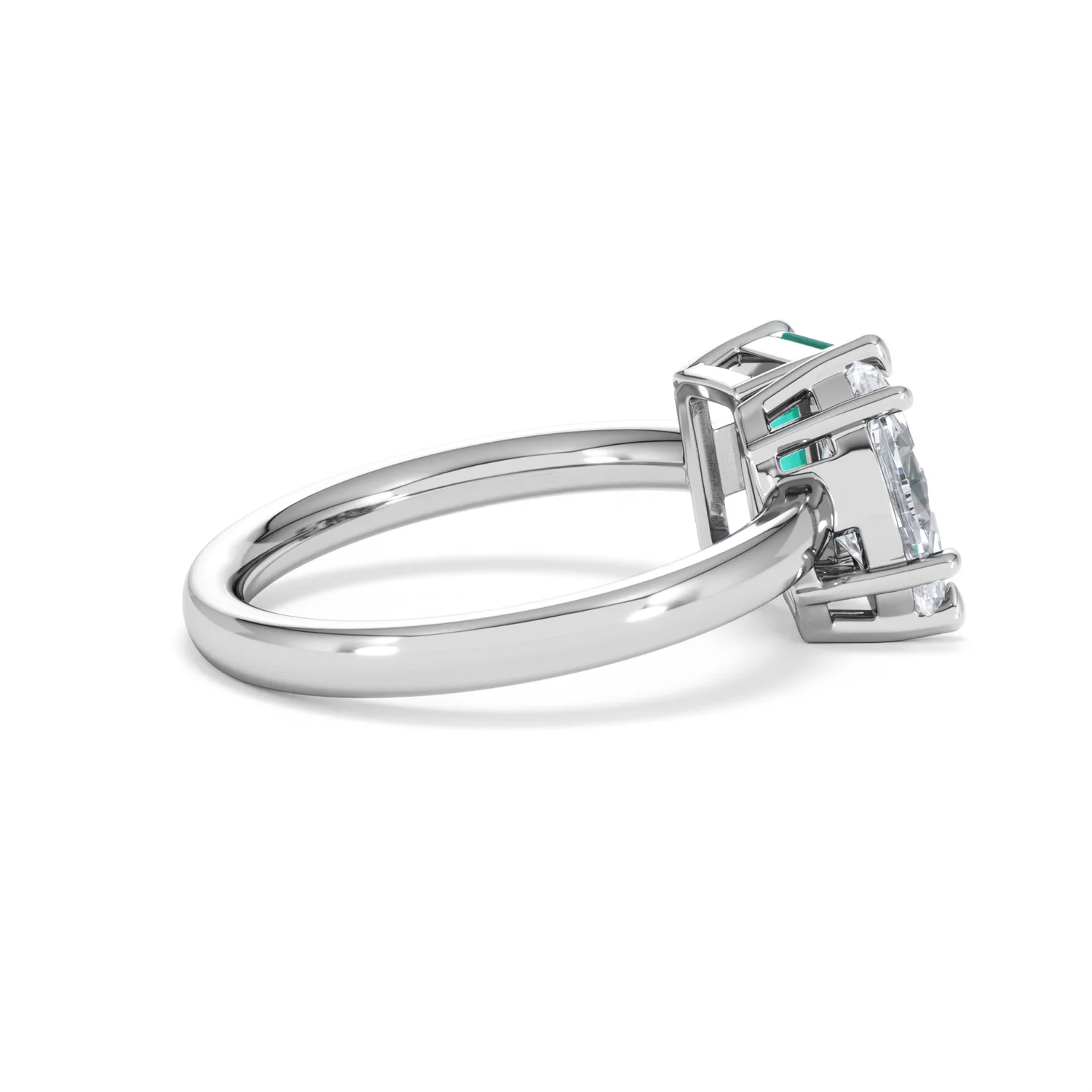 Toi Et Moi 1.50ct Marquise Lab Diamond and 3.30ct Emerald Cut Lab Emerald Engagement Ring in Platinum - Image 33