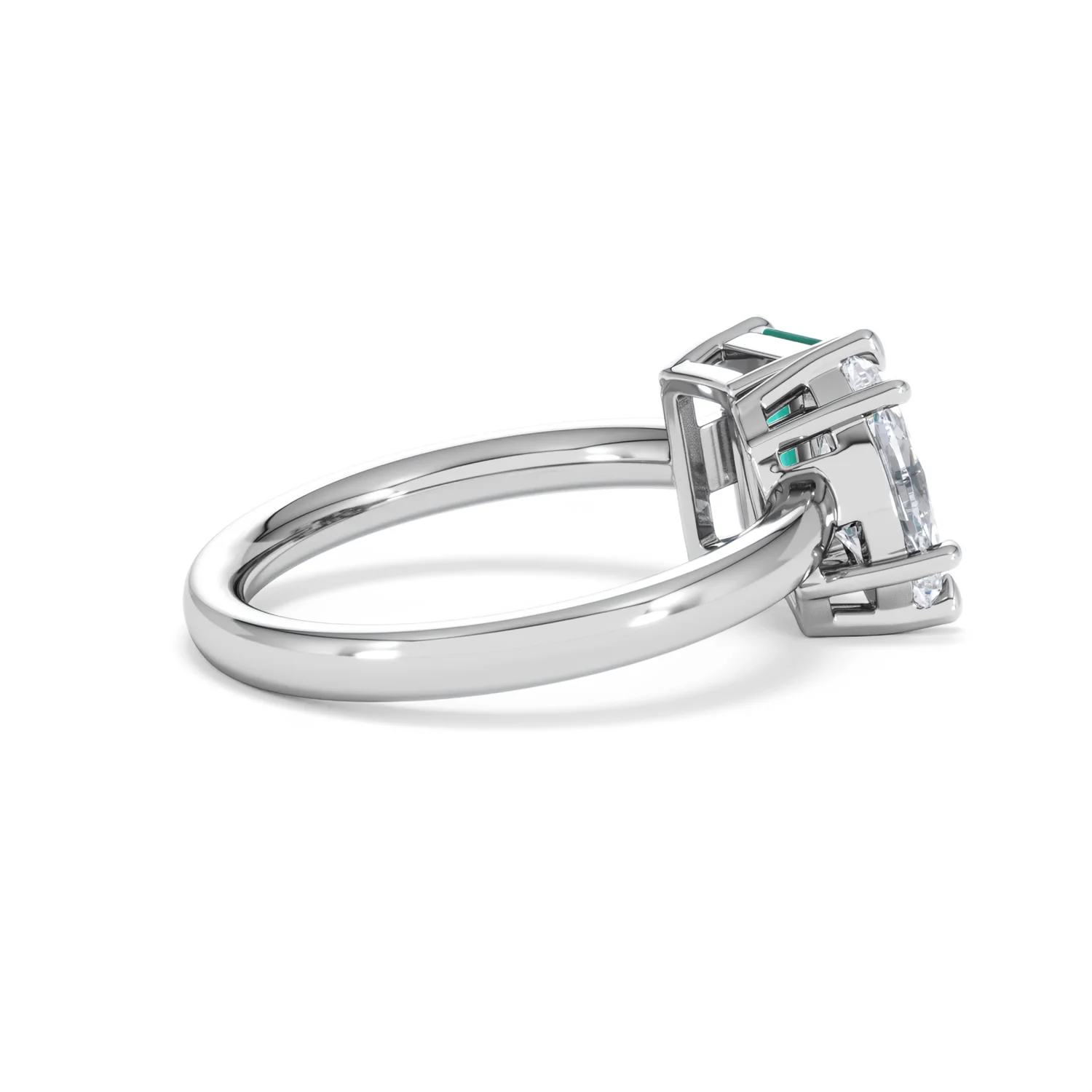 Toi Et Moi 1.50ct Marquise Lab Diamond and 3.30ct Emerald Cut Lab Emerald Engagement Ring in Platinum - Image 34