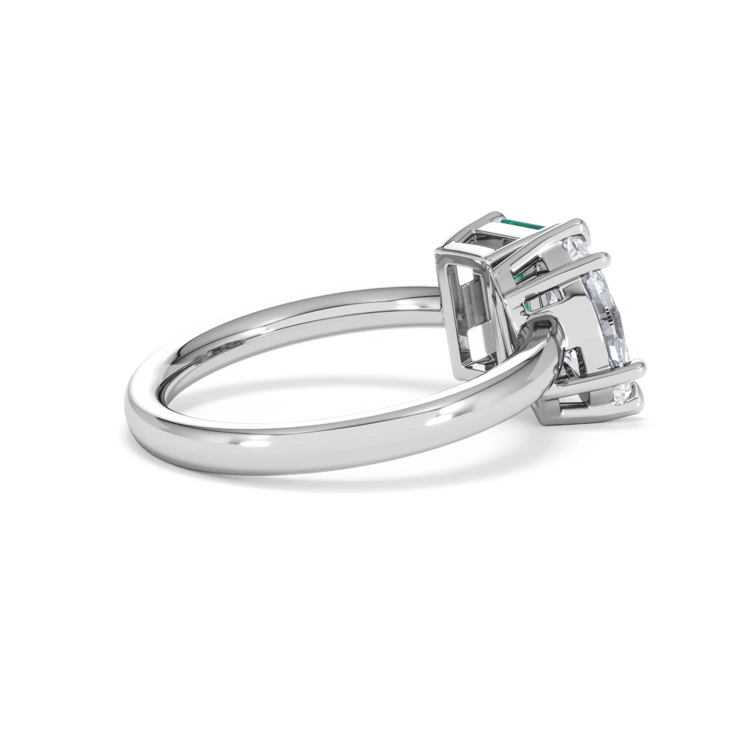 Toi Et Moi 1.50ct Marquise Lab Diamond and 3.30ct Emerald Cut Lab Emerald Engagement Ring in Platinum - Image 35