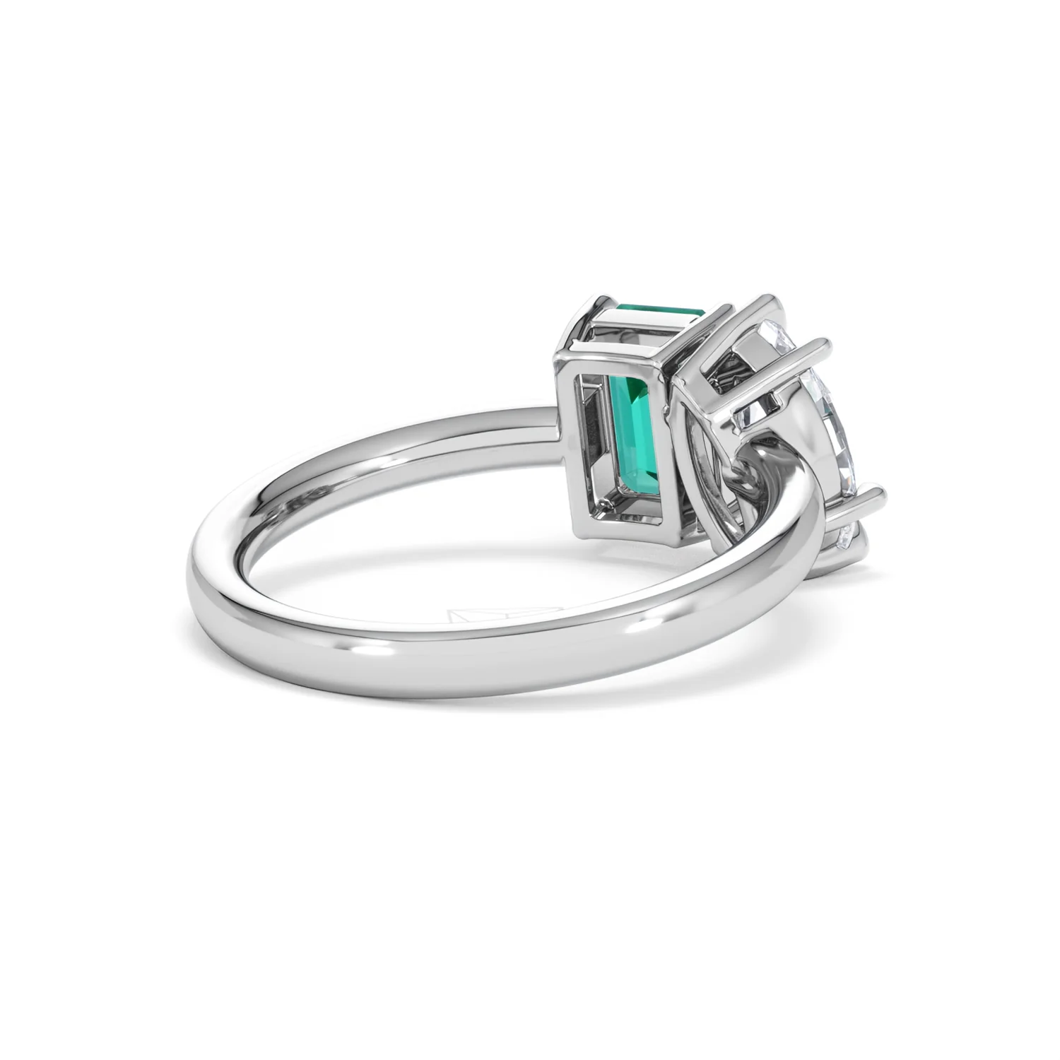 Toi Et Moi 1.50ct Marquise Lab Diamond and 3.30ct Emerald Cut Lab Emerald Engagement Ring in Platinum - Image 40