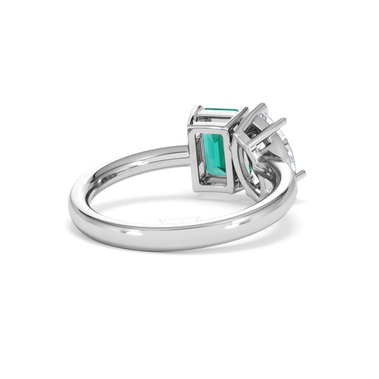 Toi Et Moi 1.50ct Marquise Lab Diamond and 3.30ct Emerald Cut Lab Emerald Engagement Ring in Platinum - Image 42
