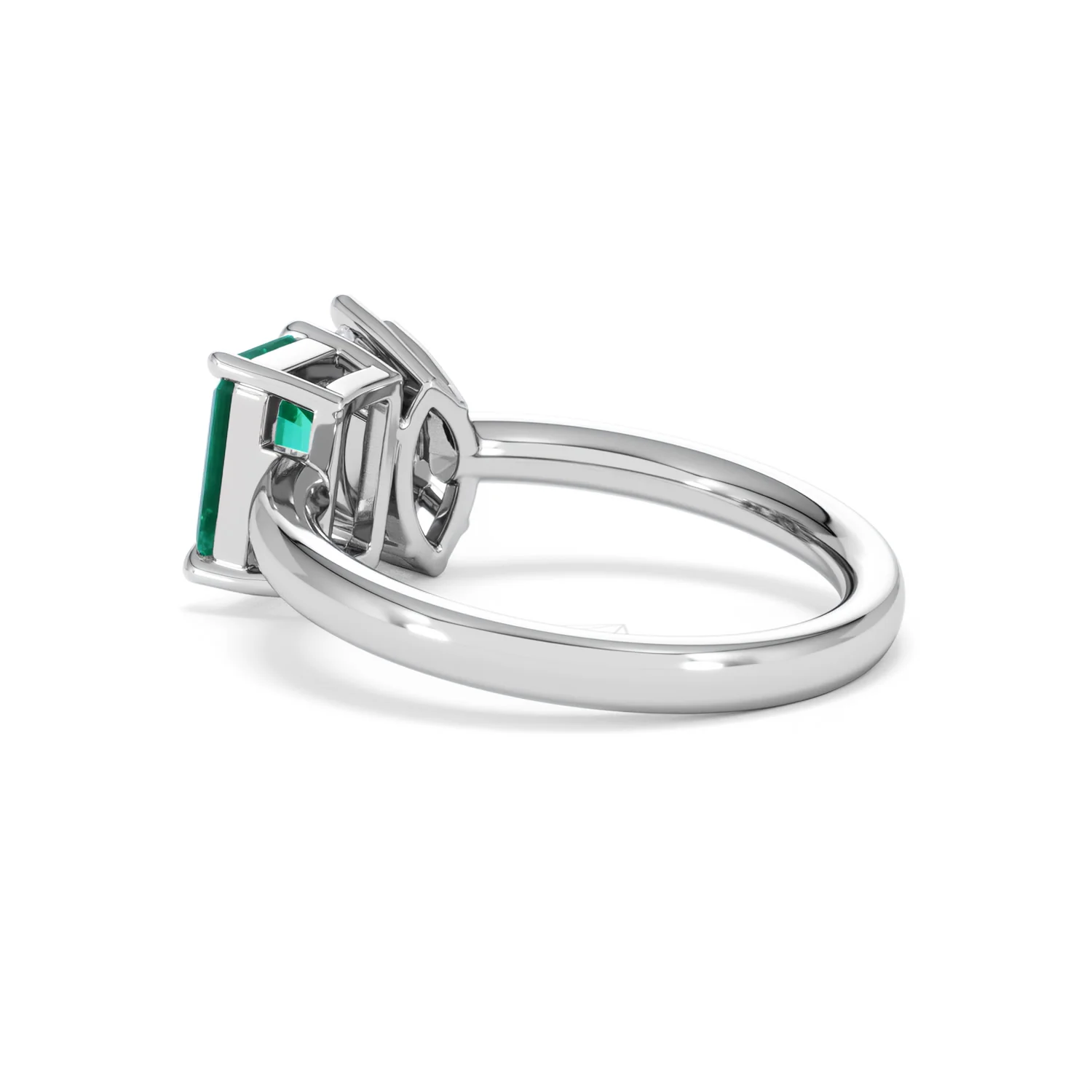 Toi Et Moi 1.50ct Marquise Lab Diamond and 3.30ct Emerald Cut Lab Emerald Engagement Ring in Platinum - Image 60