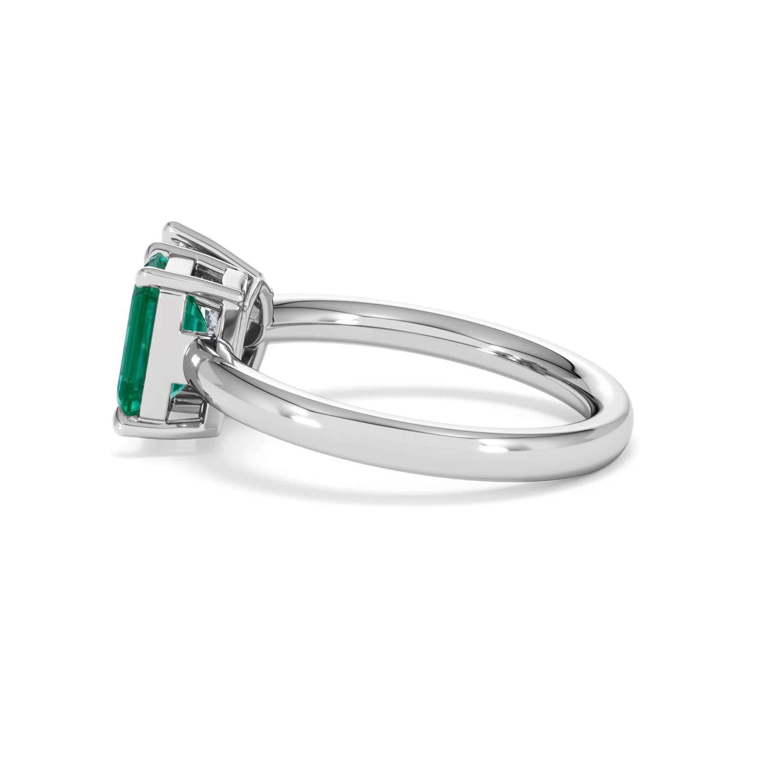 Toi Et Moi 1.50ct Marquise Lab Diamond and 3.30ct Emerald Cut Lab Emerald Engagement Ring in Platinum - Image 66