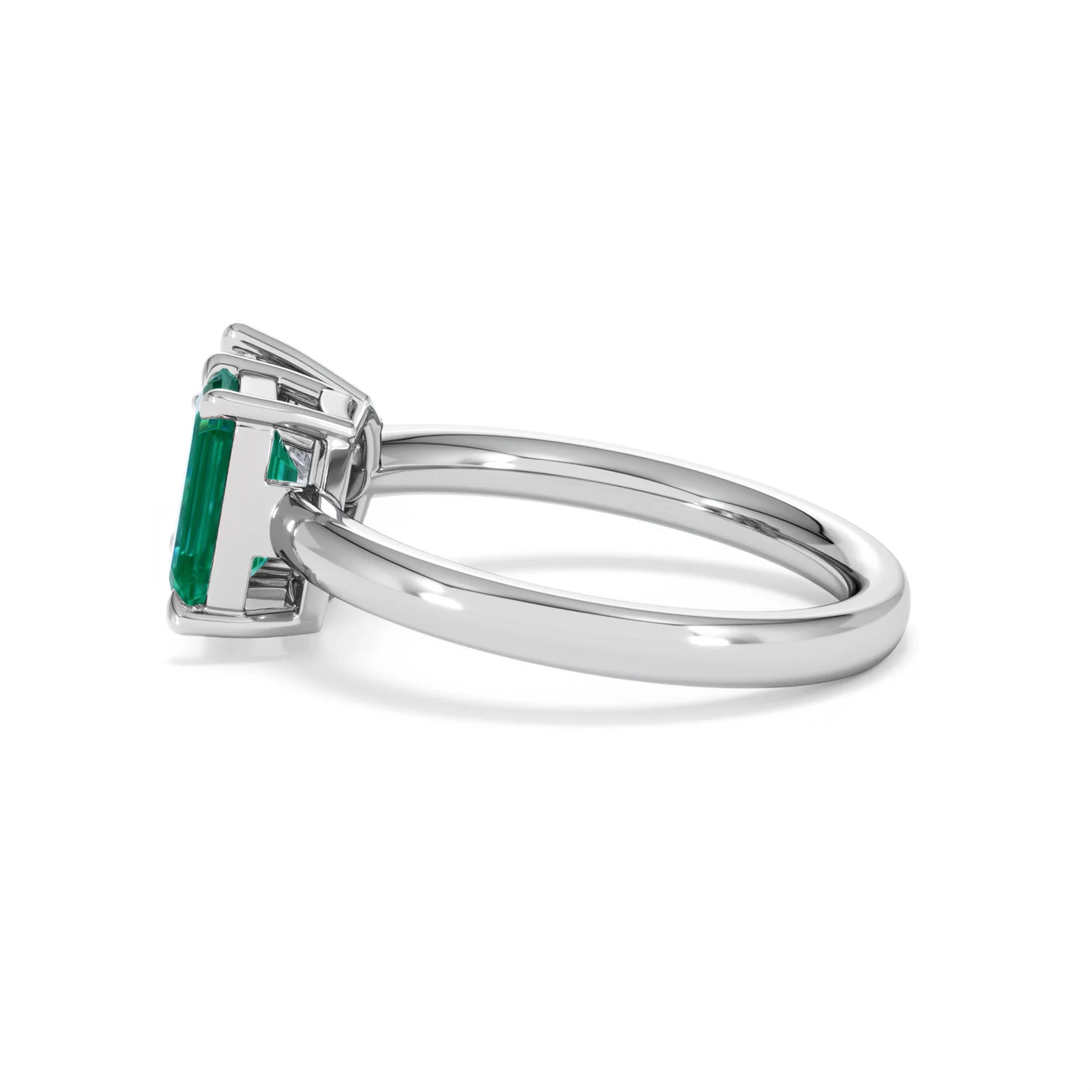 Toi Et Moi 1.50ct Marquise Lab Diamond and 3.30ct Emerald Cut Lab Emerald Engagement Ring in Platinum - Image 67