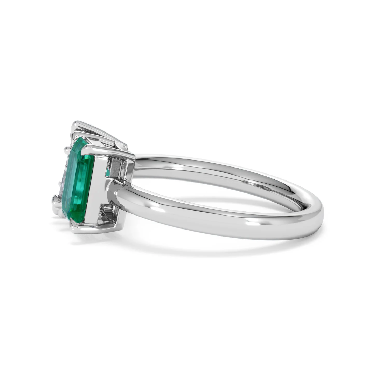 Toi Et Moi 1.50ct Marquise Lab Diamond and 3.30ct Emerald Cut Lab Emerald Engagement Ring in Platinum - Image 70