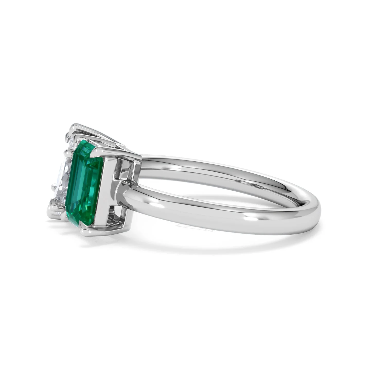 Toi Et Moi 1.50ct Marquise Lab Diamond and 3.30ct Emerald Cut Lab Emerald Engagement Ring in Platinum - Image 72