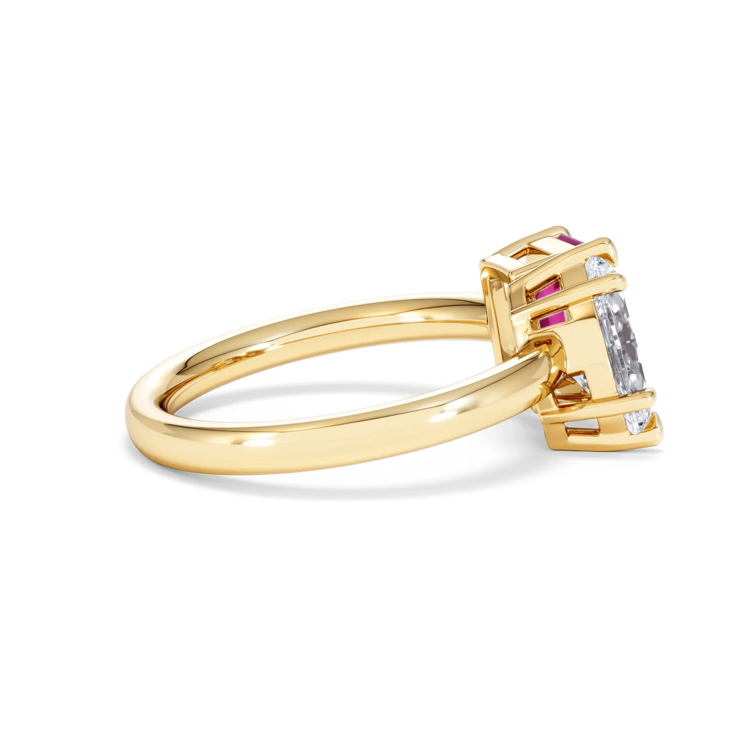 Toi Et Moi 1.50ct Marquise Lab Diamond and 3.30ct Emerald Cut Lab Ruby Engagement Ring in 18K Yellow Gold - Image 31