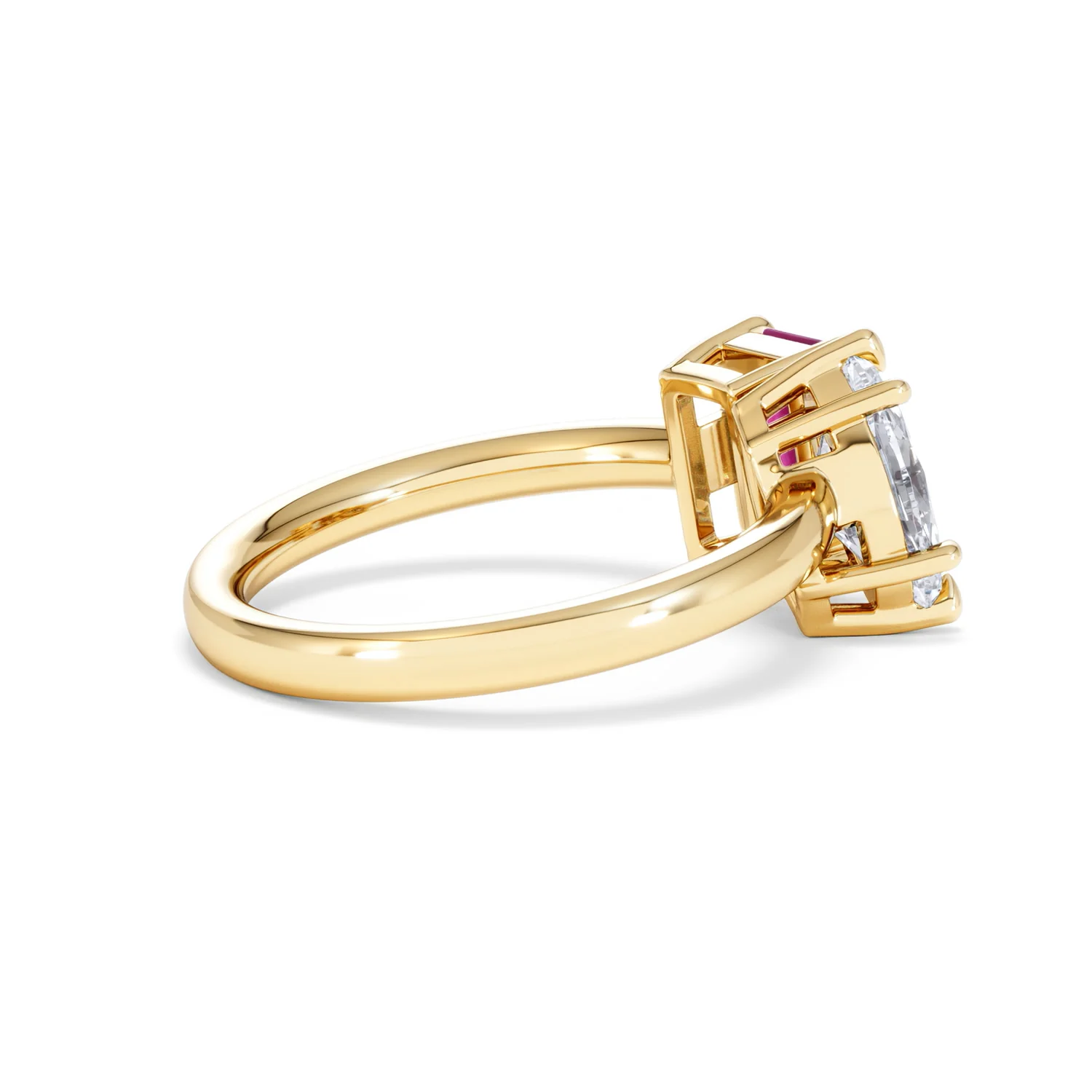 Toi Et Moi 1.50ct Marquise Lab Diamond and 3.30ct Emerald Cut Lab Ruby Engagement Ring in 18K Yellow Gold - Image 34