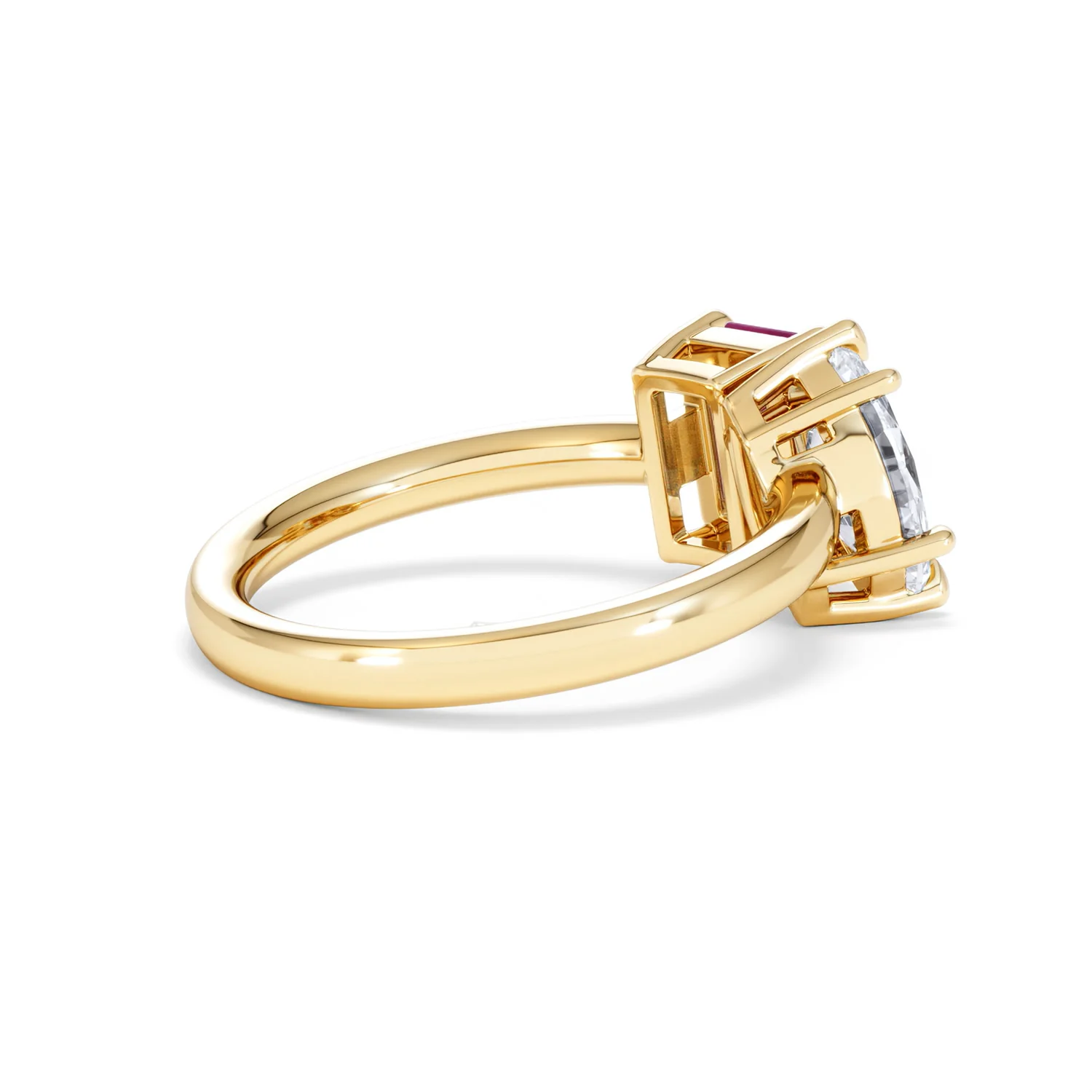 Toi Et Moi 1.50ct Marquise Lab Diamond and 3.30ct Emerald Cut Lab Ruby Engagement Ring in 18K Yellow Gold - Image 36