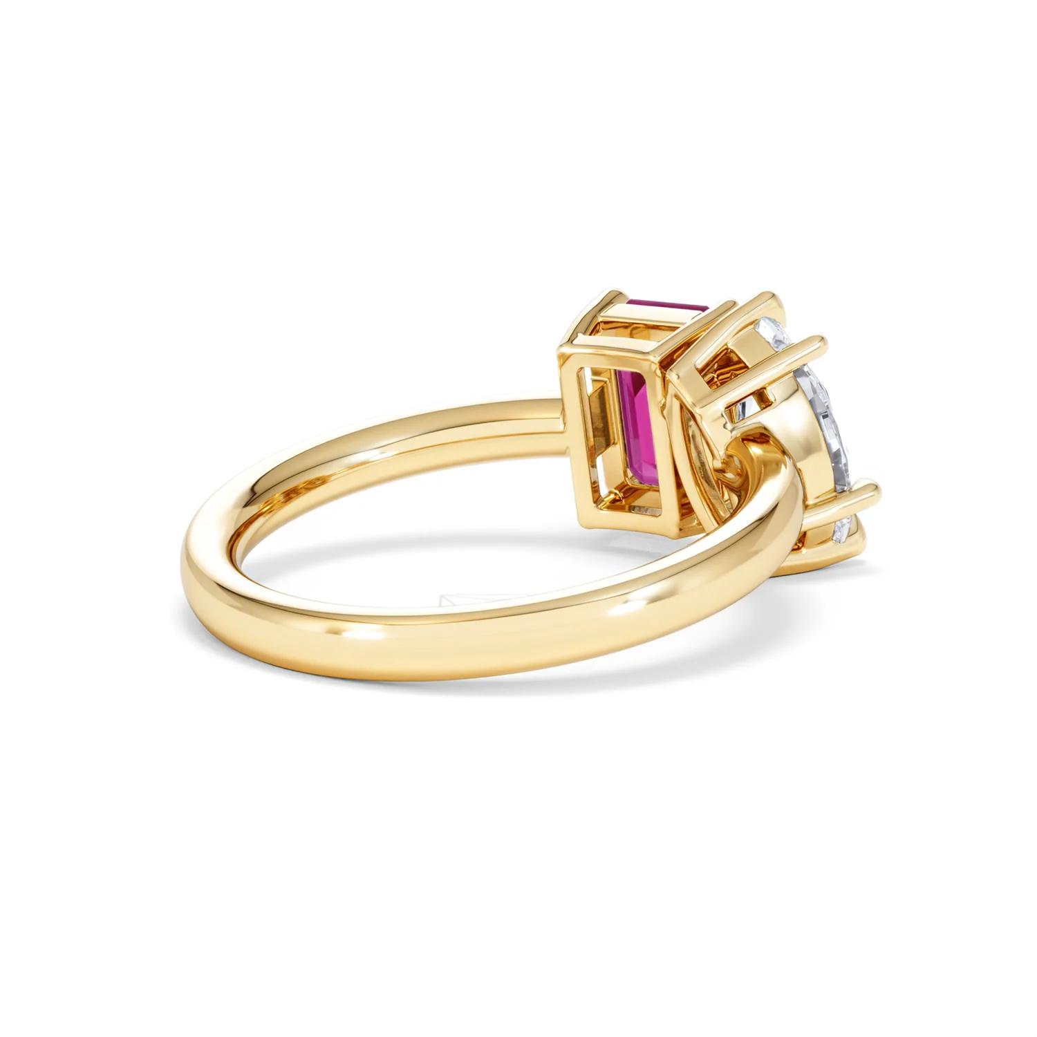 Toi Et Moi 1.50ct Marquise Lab Diamond and 3.30ct Emerald Cut Lab Ruby Engagement Ring in 18K Yellow Gold - Image 39