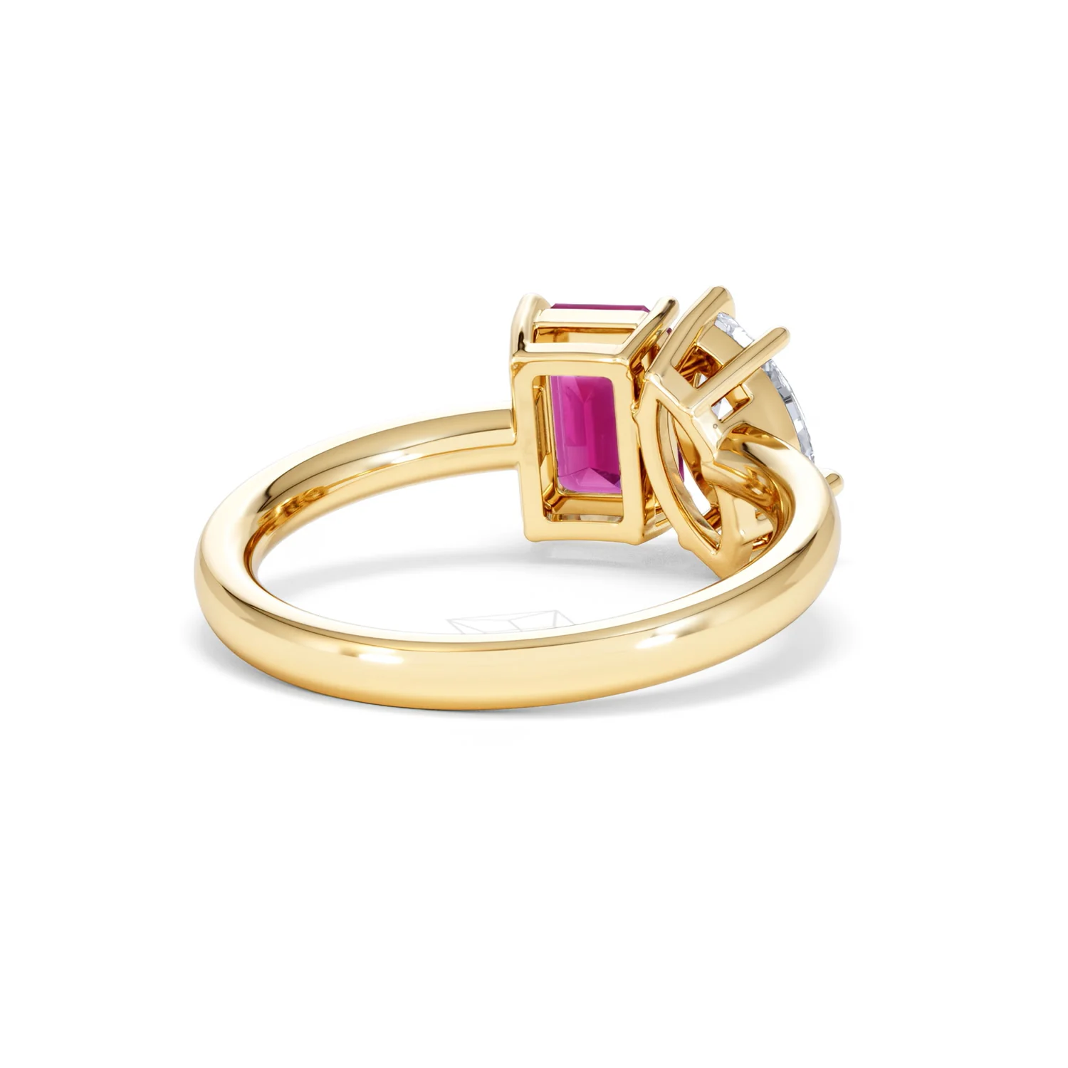 Toi Et Moi 1.50ct Marquise Lab Diamond and 3.30ct Emerald Cut Lab Ruby Engagement Ring in 18K Yellow Gold - Image 43