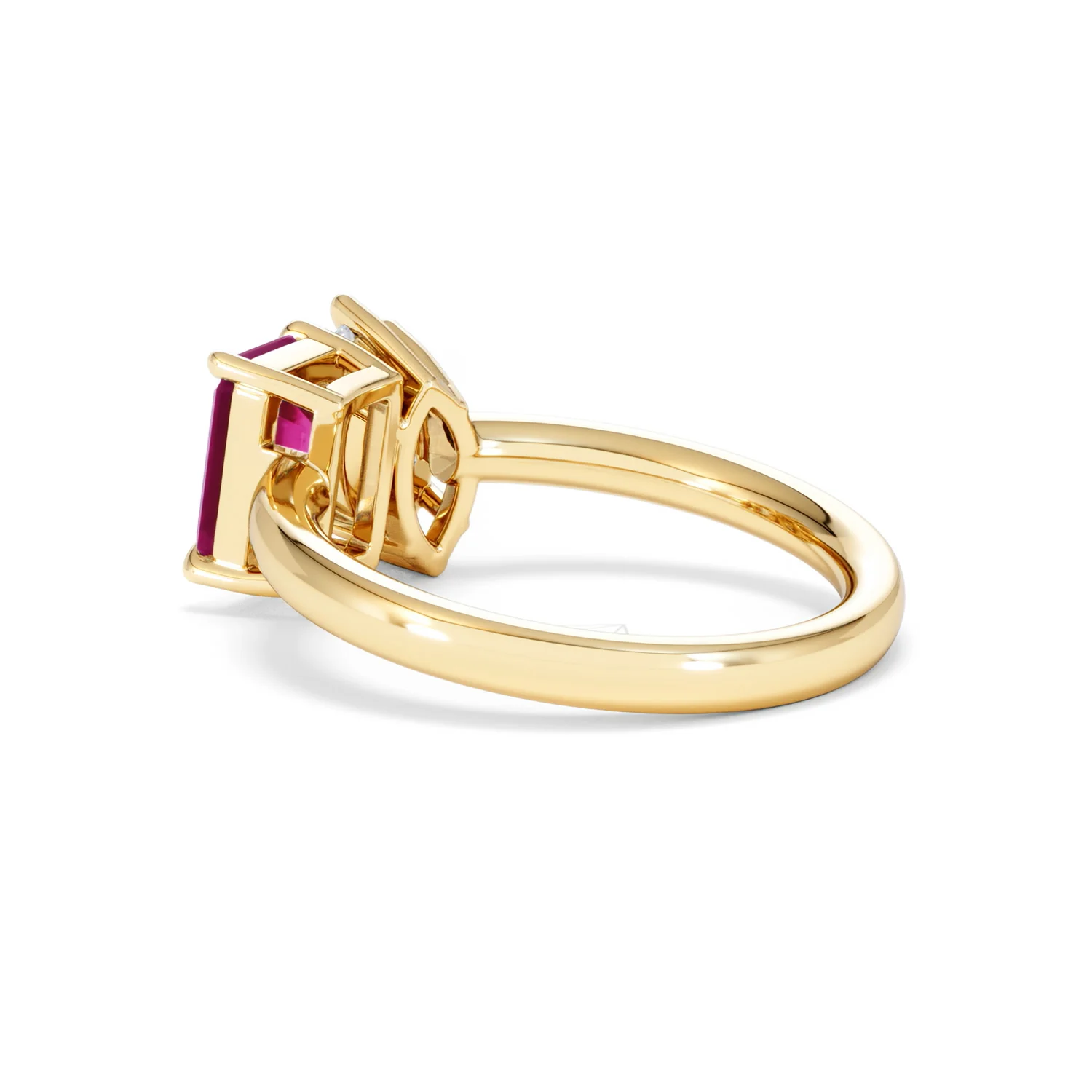 Toi Et Moi 1.50ct Marquise Lab Diamond and 3.30ct Emerald Cut Lab Ruby Engagement Ring in 18K Yellow Gold - Image 60