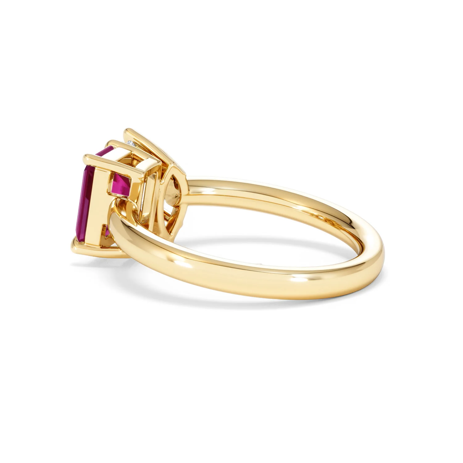 Toi Et Moi 1.50ct Marquise Lab Diamond and 3.30ct Emerald Cut Lab Ruby Engagement Ring in 18K Yellow Gold - Image 62