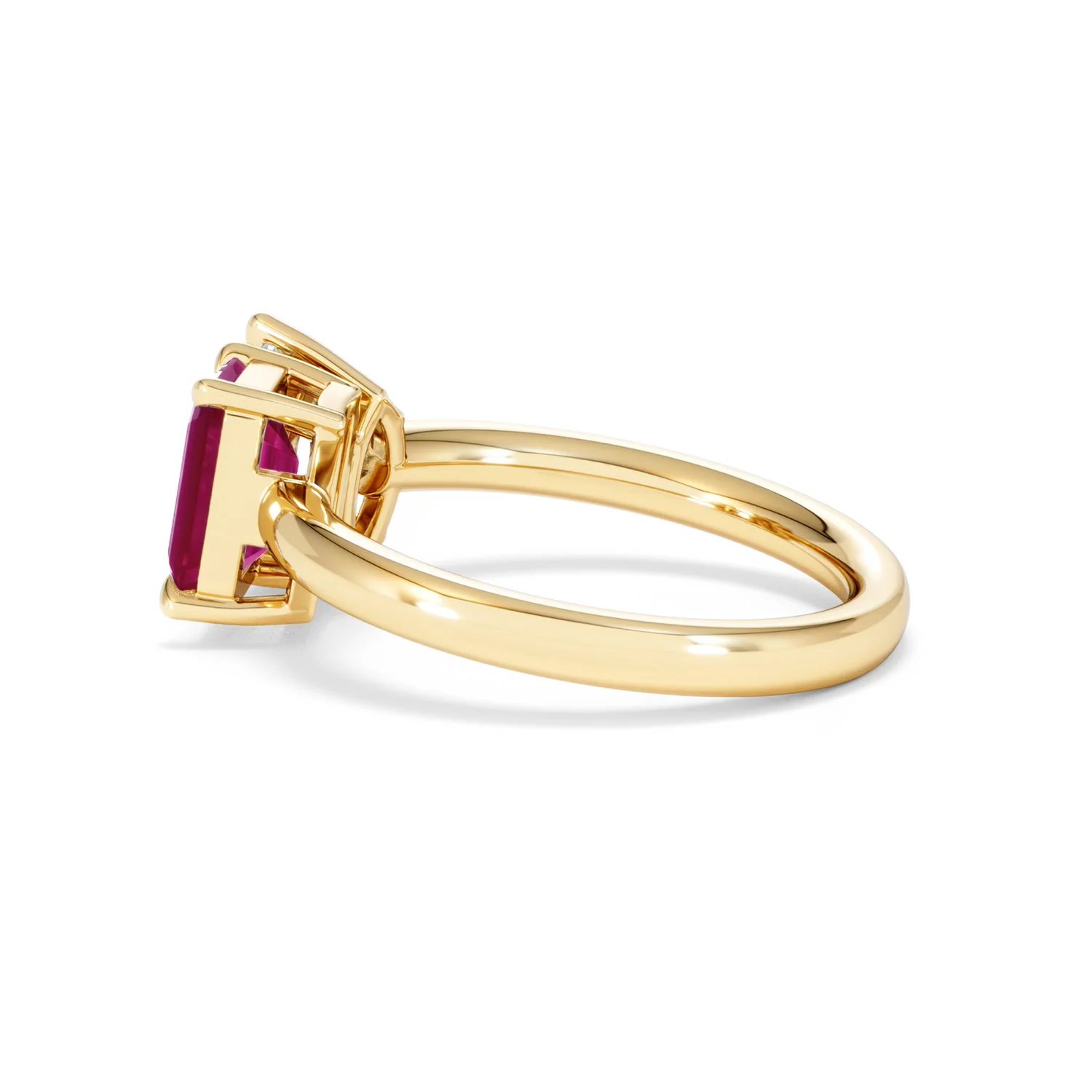 Toi Et Moi 1.50ct Marquise Lab Diamond and 3.30ct Emerald Cut Lab Ruby Engagement Ring in 18K Yellow Gold - Image 65