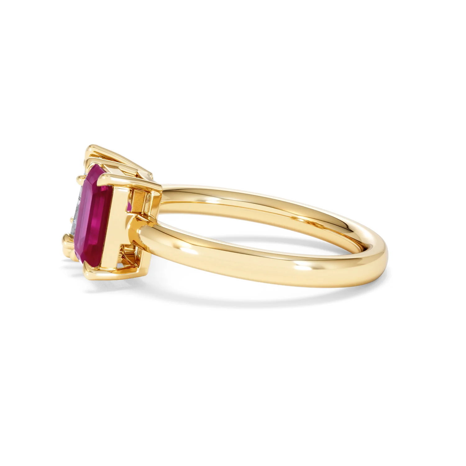Toi Et Moi 1.50ct Marquise Lab Diamond and 3.30ct Emerald Cut Lab Ruby Engagement Ring in 18K Yellow Gold - Image 70