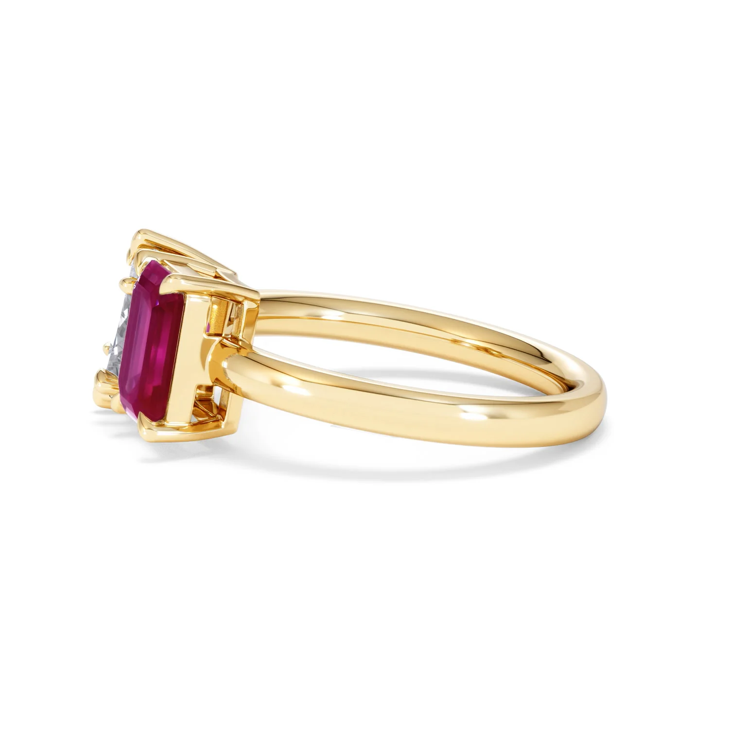 Toi Et Moi 1.50ct Marquise Lab Diamond and 3.30ct Emerald Cut Lab Ruby Engagement Ring in 18K Yellow Gold - Image 71