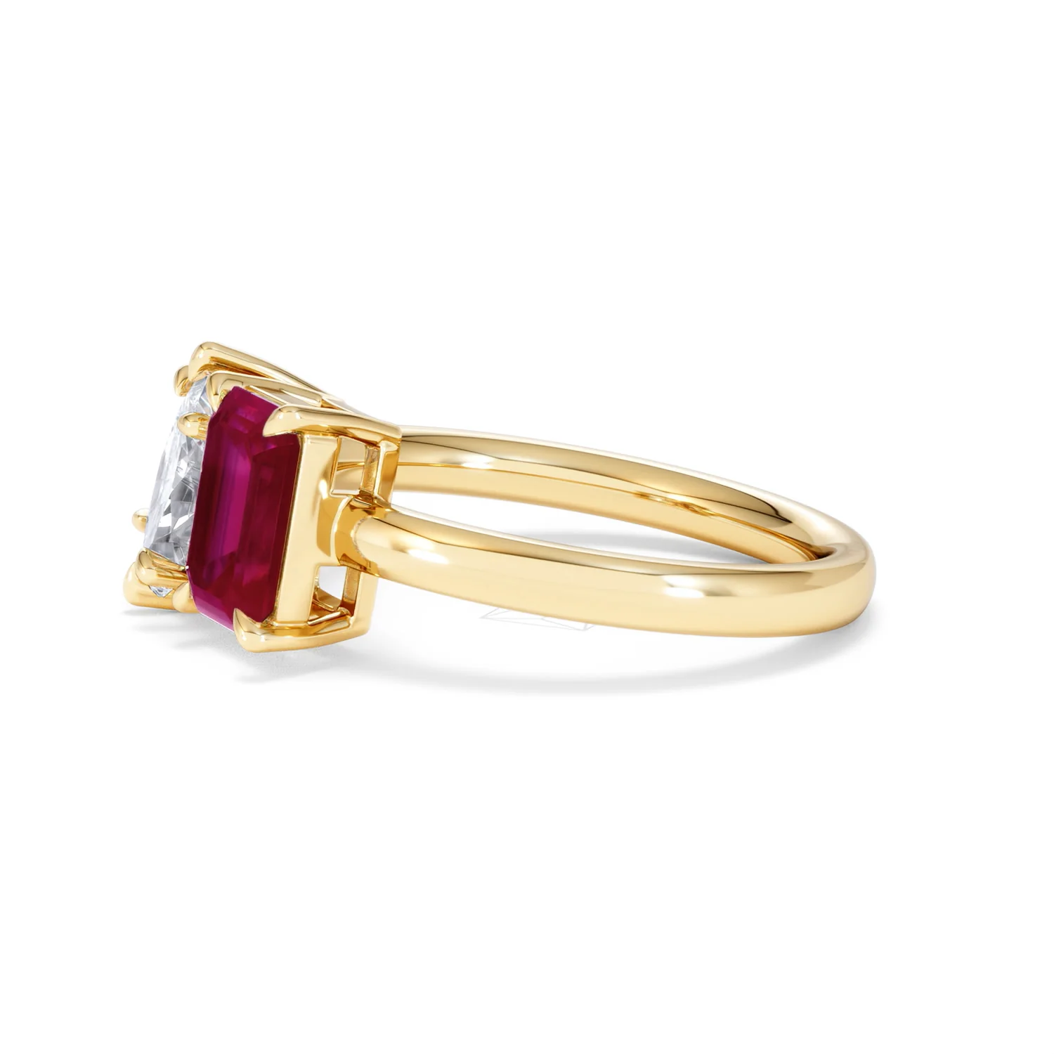 Toi Et Moi 1.50ct Marquise Lab Diamond and 3.30ct Emerald Cut Lab Ruby Engagement Ring in 18K Yellow Gold - Image 73