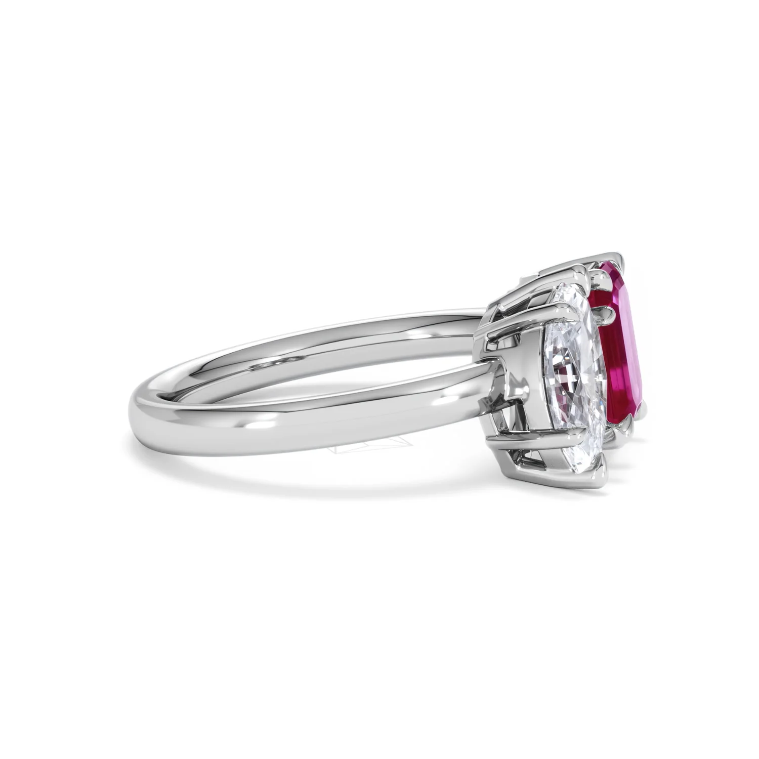 Toi Et Moi 1.50ct Marquise Lab Diamond and 3.30ct Emerald Cut Lab Ruby Engagement Ring in Platinum - Image 24