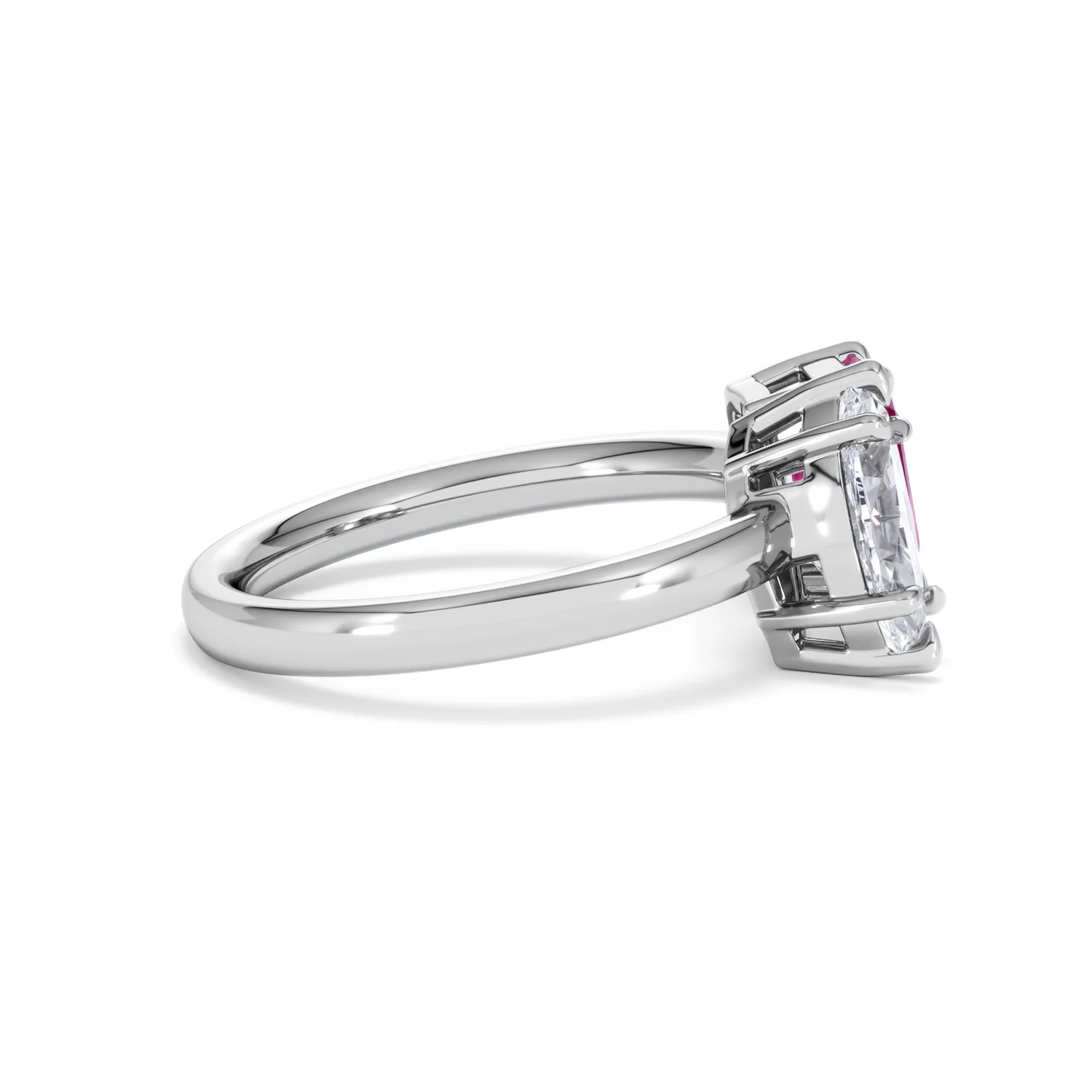 Toi Et Moi 1.50ct Marquise Lab Diamond and 3.30ct Emerald Cut Lab Ruby Engagement Ring in Platinum - Image 28