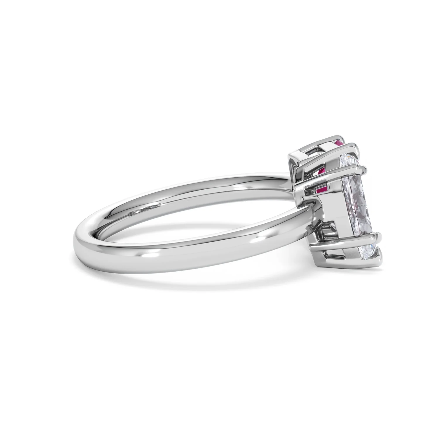 Toi Et Moi 1.50ct Marquise Lab Diamond and 3.30ct Emerald Cut Lab Ruby Engagement Ring in Platinum - Image 29