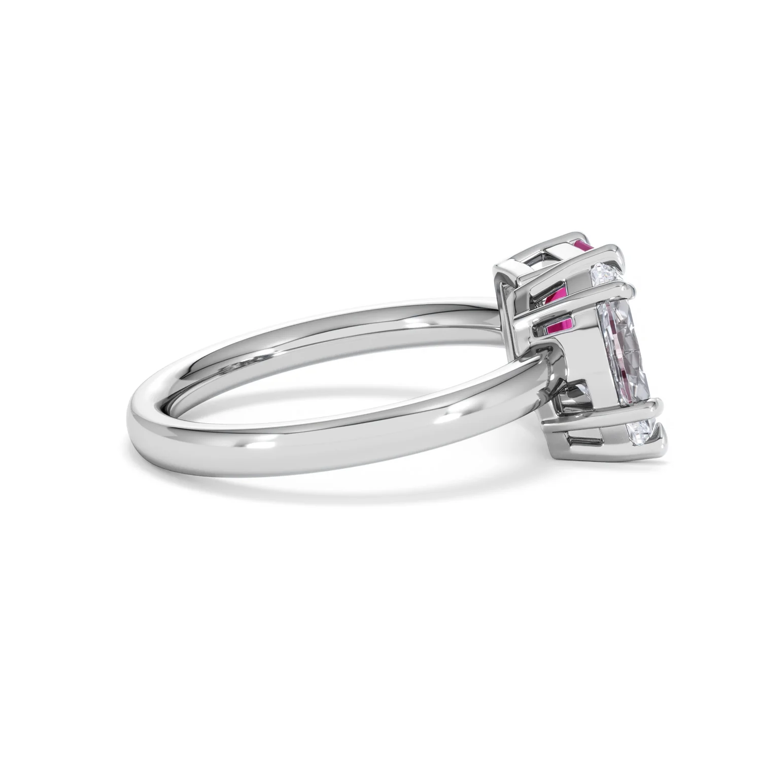 Toi Et Moi 1.50ct Marquise Lab Diamond and 3.30ct Emerald Cut Lab Ruby Engagement Ring in Platinum - Image 30