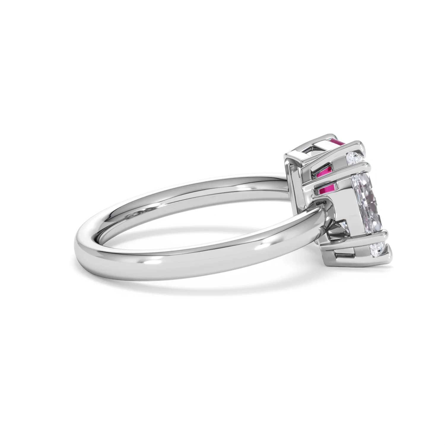 Toi Et Moi 1.50ct Marquise Lab Diamond and 3.30ct Emerald Cut Lab Ruby Engagement Ring in Platinum - Image 31