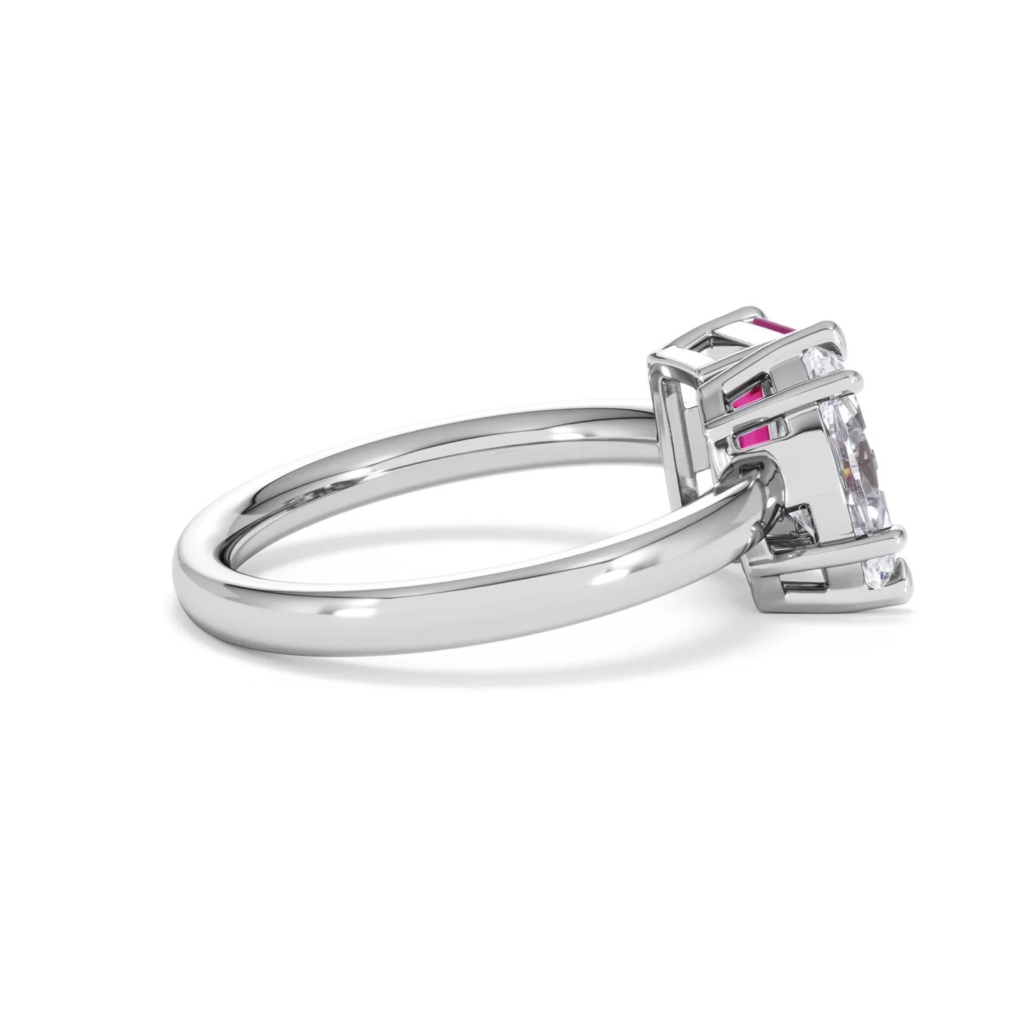 Toi Et Moi 1.50ct Marquise Lab Diamond and 3.30ct Emerald Cut Lab Ruby Engagement Ring in Platinum - Image 32