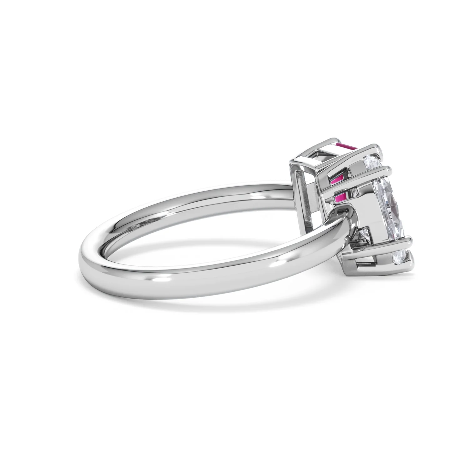 Toi Et Moi 1.50ct Marquise Lab Diamond and 3.30ct Emerald Cut Lab Ruby Engagement Ring in Platinum - Image 33