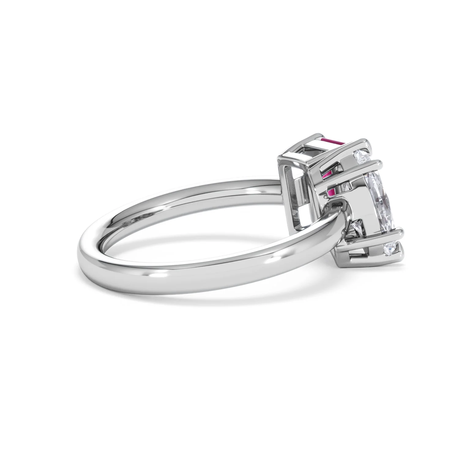 Toi Et Moi 1.50ct Marquise Lab Diamond and 3.30ct Emerald Cut Lab Ruby Engagement Ring in Platinum - Image 34