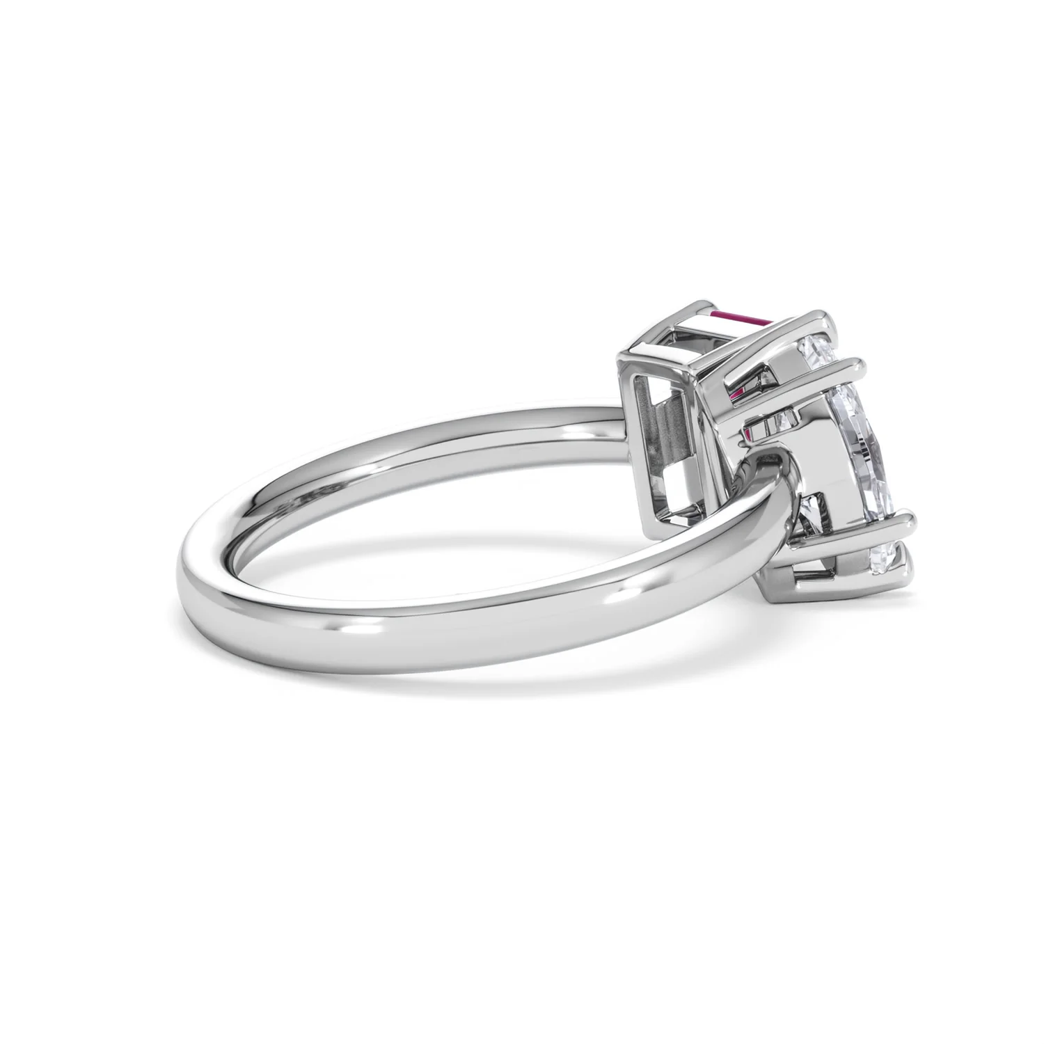 Toi Et Moi 1.50ct Marquise Lab Diamond and 3.30ct Emerald Cut Lab Ruby Engagement Ring in Platinum - Image 35