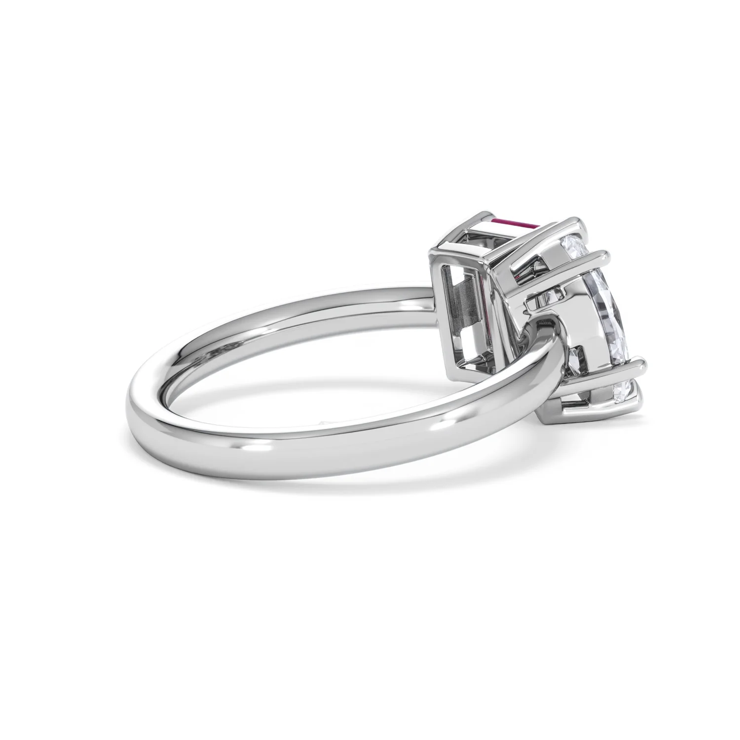 Toi Et Moi 1.50ct Marquise Lab Diamond and 3.30ct Emerald Cut Lab Ruby Engagement Ring in Platinum - Image 36