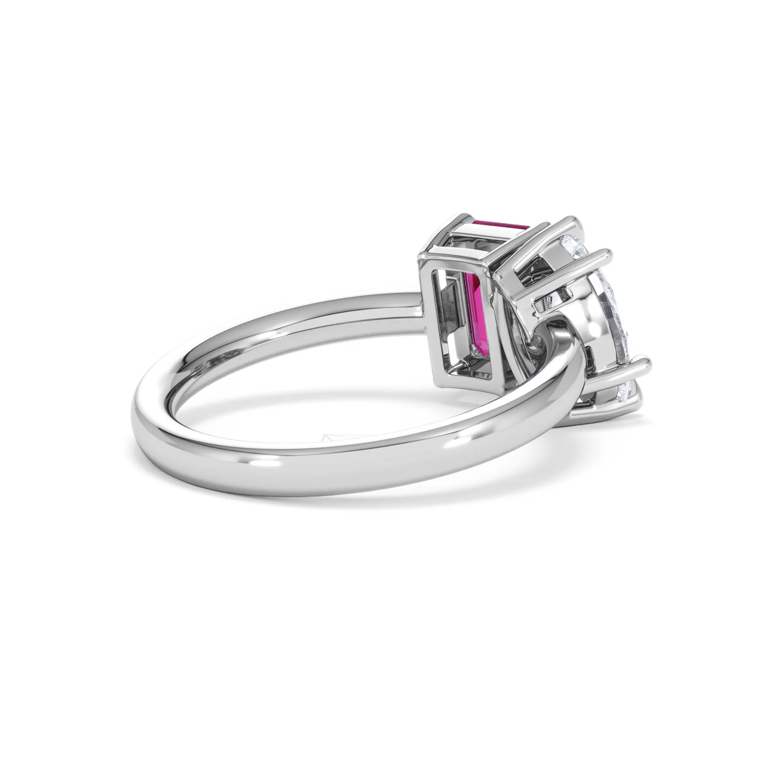 Toi Et Moi 1.50ct Marquise Lab Diamond and 3.30ct Emerald Cut Lab Ruby Engagement Ring in Platinum - Image 38