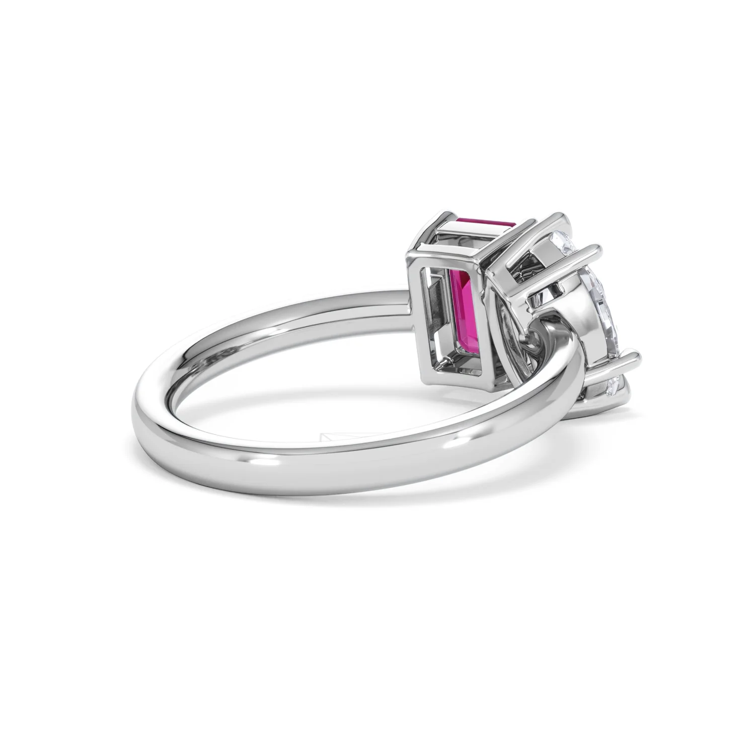 Toi Et Moi 1.50ct Marquise Lab Diamond and 3.30ct Emerald Cut Lab Ruby Engagement Ring in Platinum - Image 39