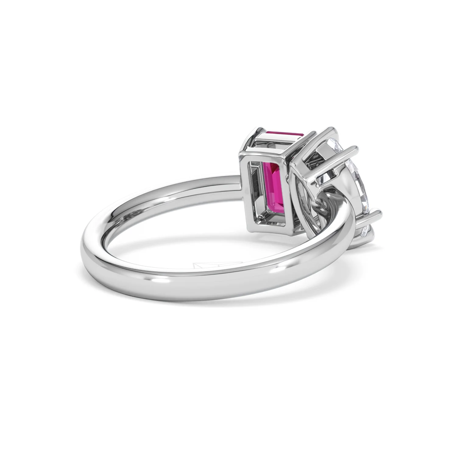 Toi Et Moi 1.50ct Marquise Lab Diamond and 3.30ct Emerald Cut Lab Ruby Engagement Ring in Platinum - Image 40