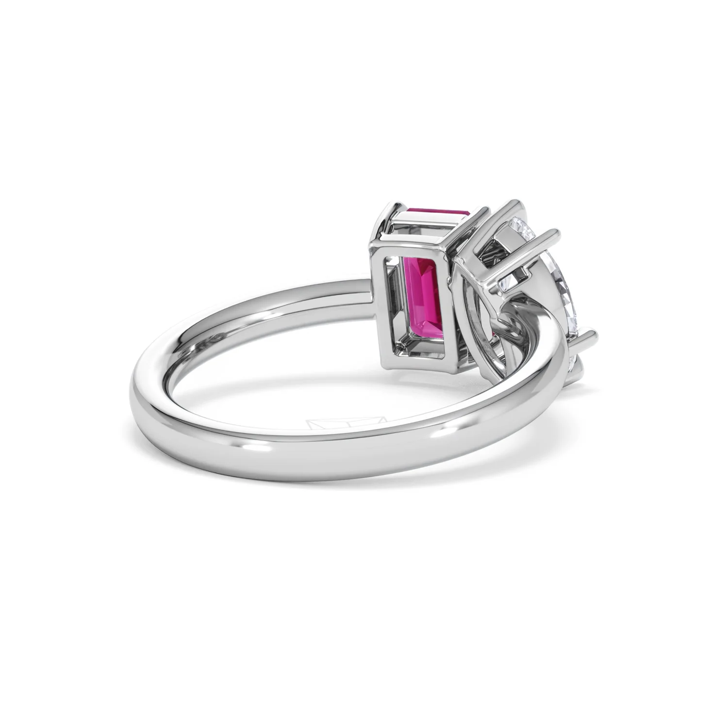 Toi Et Moi 1.50ct Marquise Lab Diamond and 3.30ct Emerald Cut Lab Ruby Engagement Ring in Platinum - Image 41