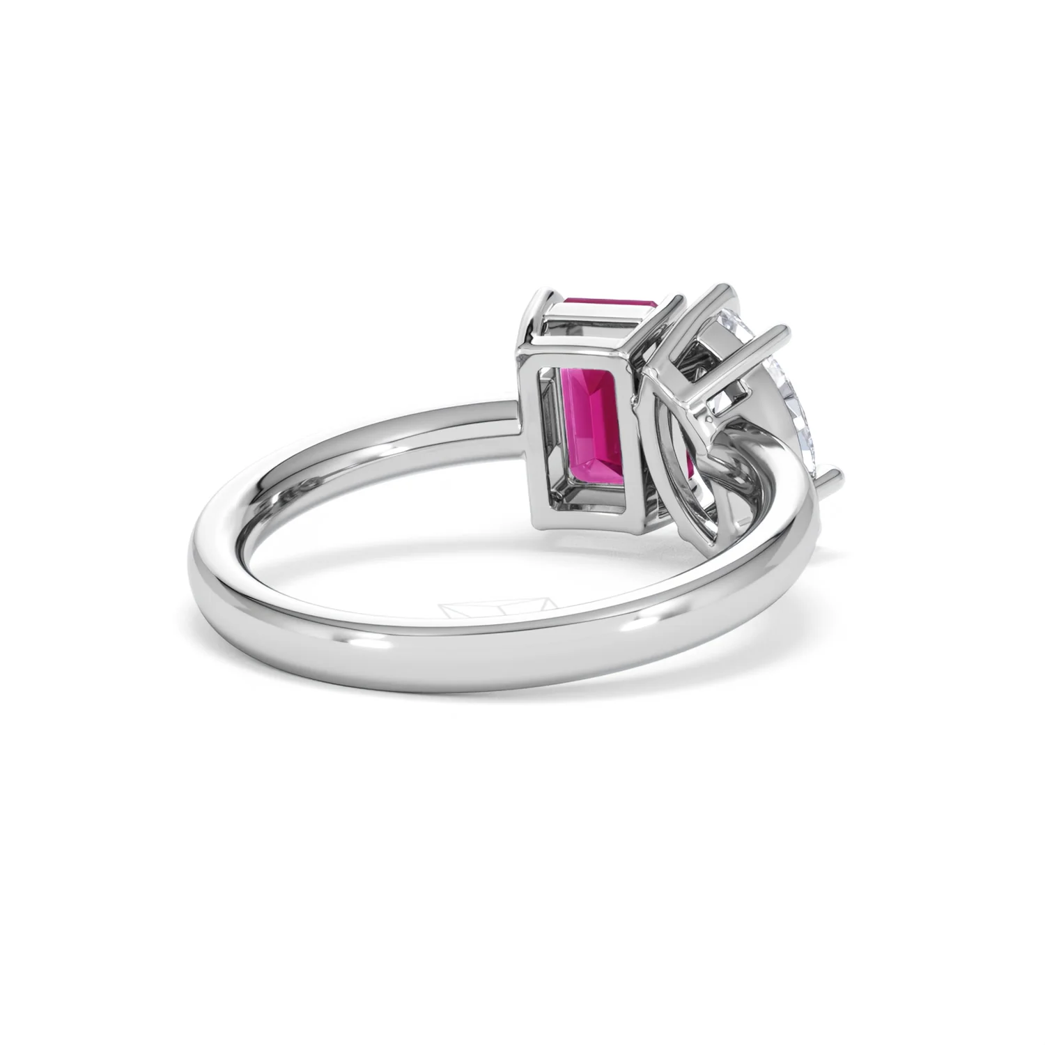 Toi Et Moi 1.50ct Marquise Lab Diamond and 3.30ct Emerald Cut Lab Ruby Engagement Ring in Platinum - Image 42