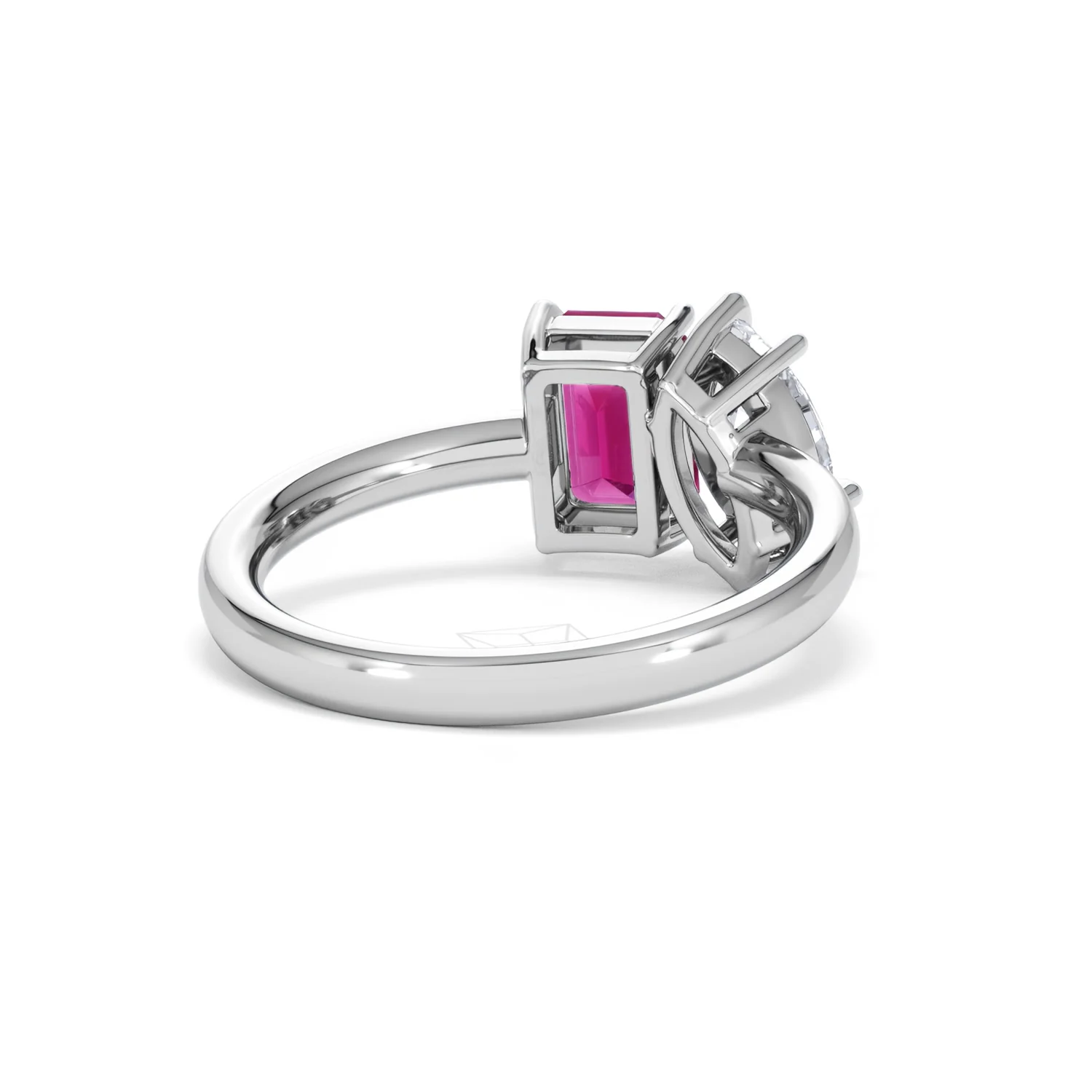 Toi Et Moi 1.50ct Marquise Lab Diamond and 3.30ct Emerald Cut Lab Ruby Engagement Ring in Platinum - Image 43