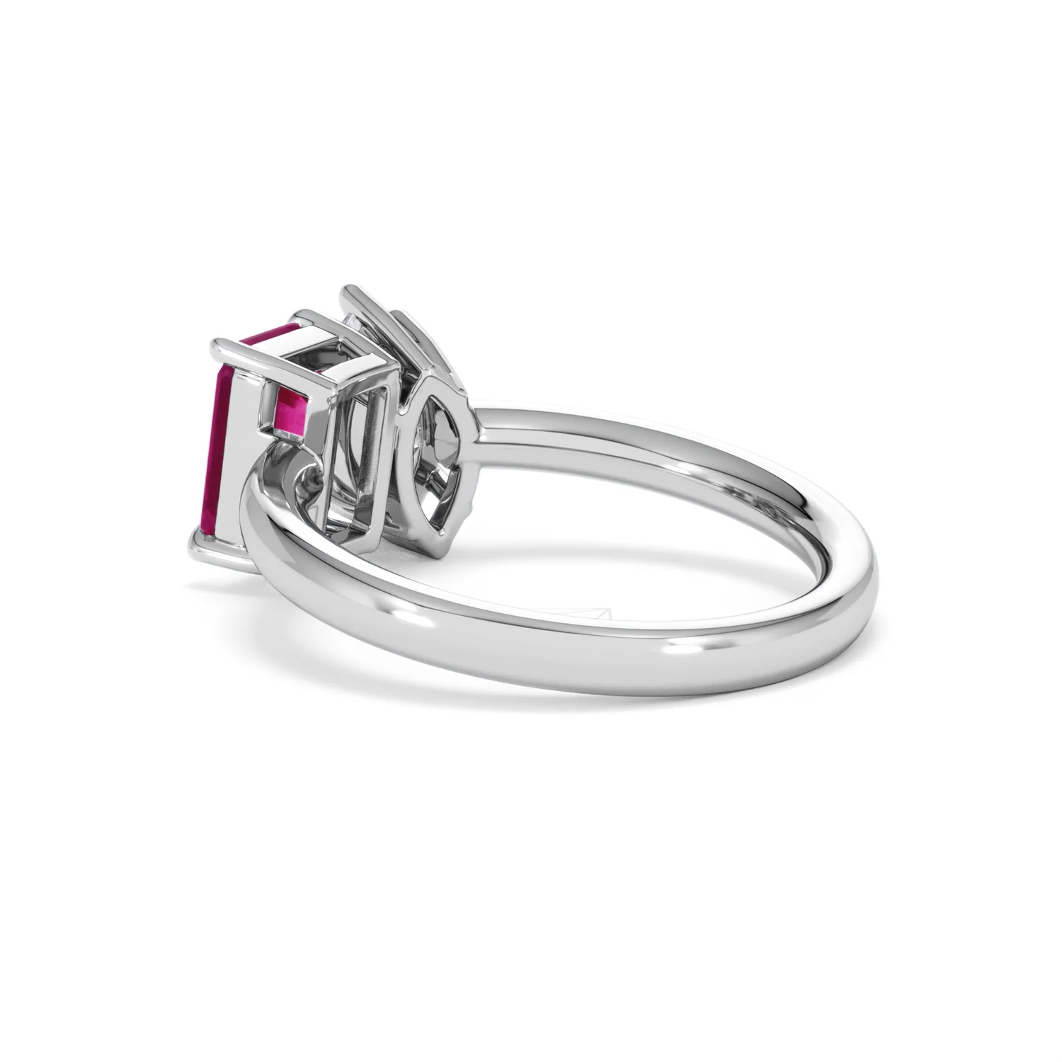 Toi Et Moi 1.50ct Marquise Lab Diamond and 3.30ct Emerald Cut Lab Ruby Engagement Ring in Platinum - Image 59