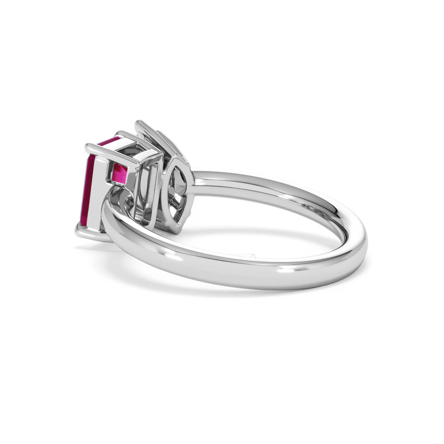 Toi Et Moi 1.50ct Marquise Lab Diamond and 3.30ct Emerald Cut Lab Ruby Engagement Ring in Platinum - Image 60